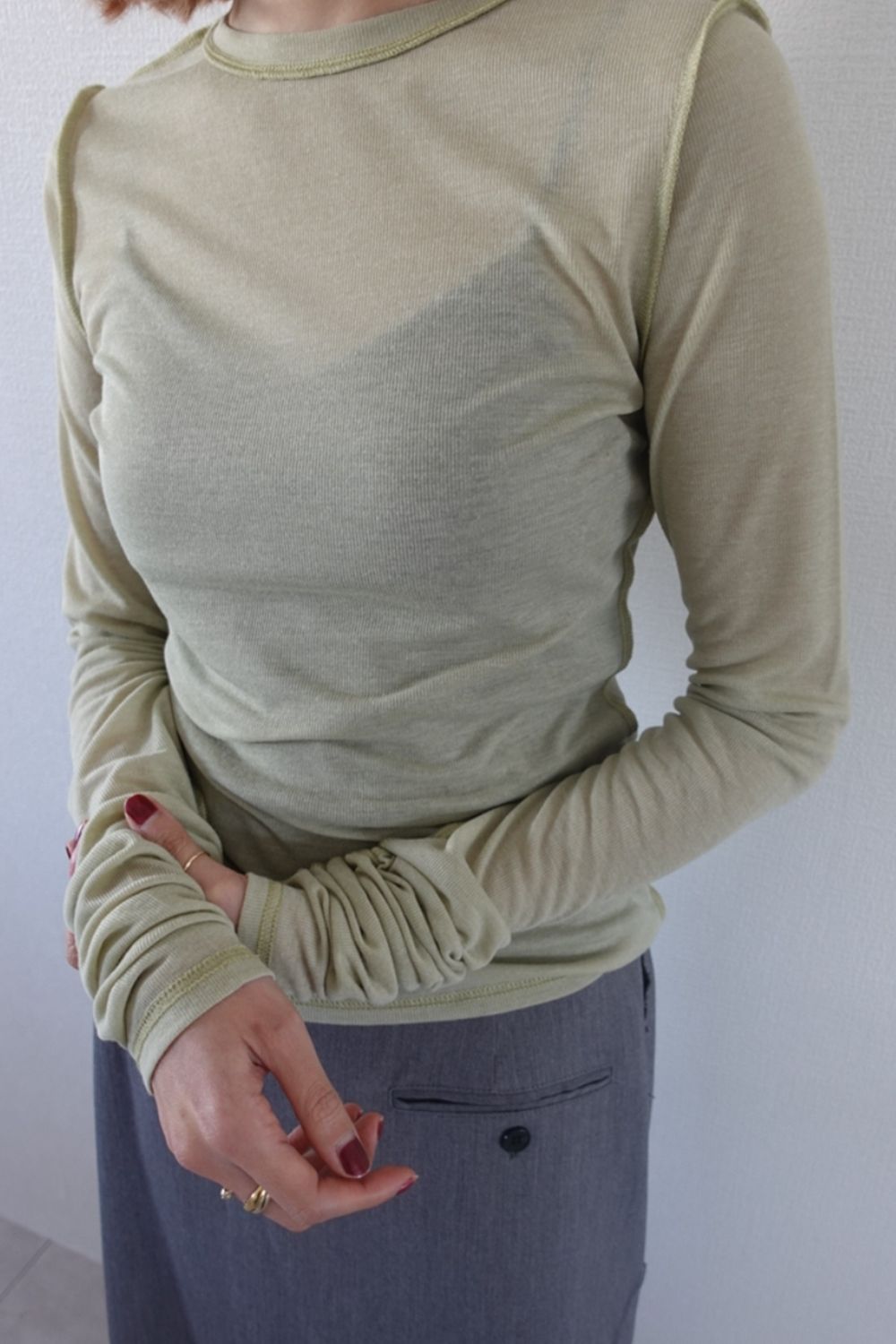 Reversible Long T-shirts / リバーシブルロングTシャツ (ライトグリーン)