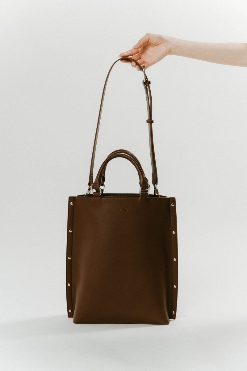 side studs leather bag / サイドスタッズレザーバッグ (ダークブラウン) / 25SS