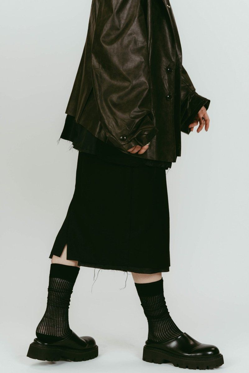 embroidered long socks (Black) / ロゴ刺繍 ロングソックス (ブラック) / 26SS