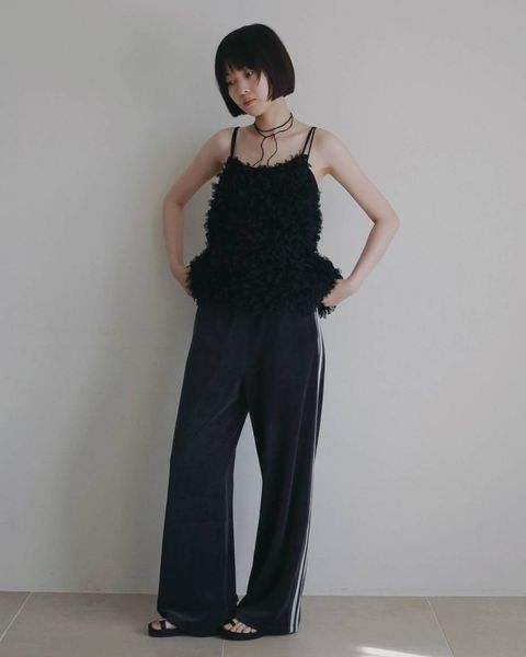 チュールフリンジ キャミソール (ブラック) Tulle Fringe Camisole (Black) /  26AW