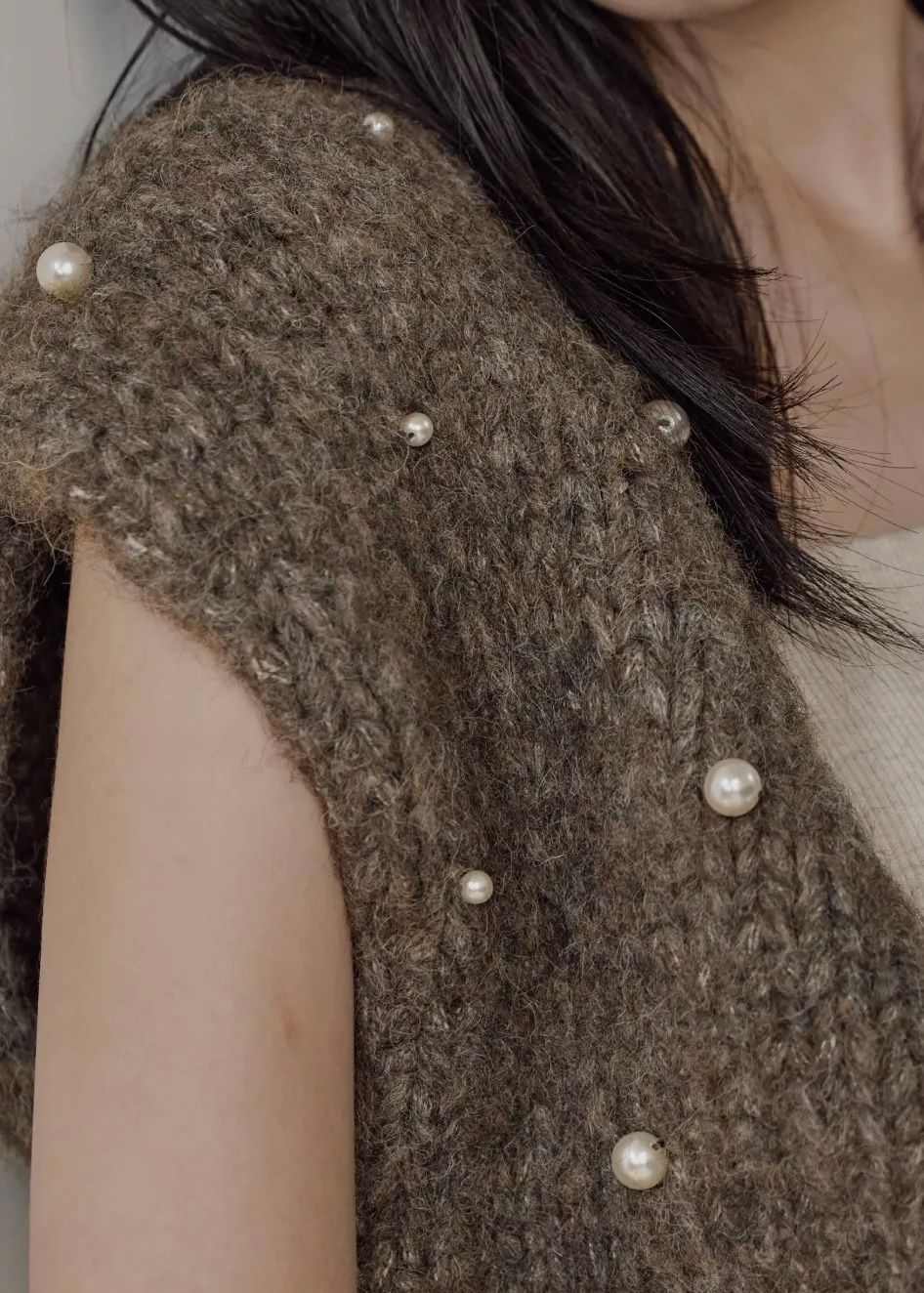 handmade random pearl knit vest / ランダムパール ニットベスト (ミックス) / 25AW