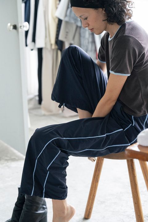 ダブルラインタフタパンツ (ネイビー)