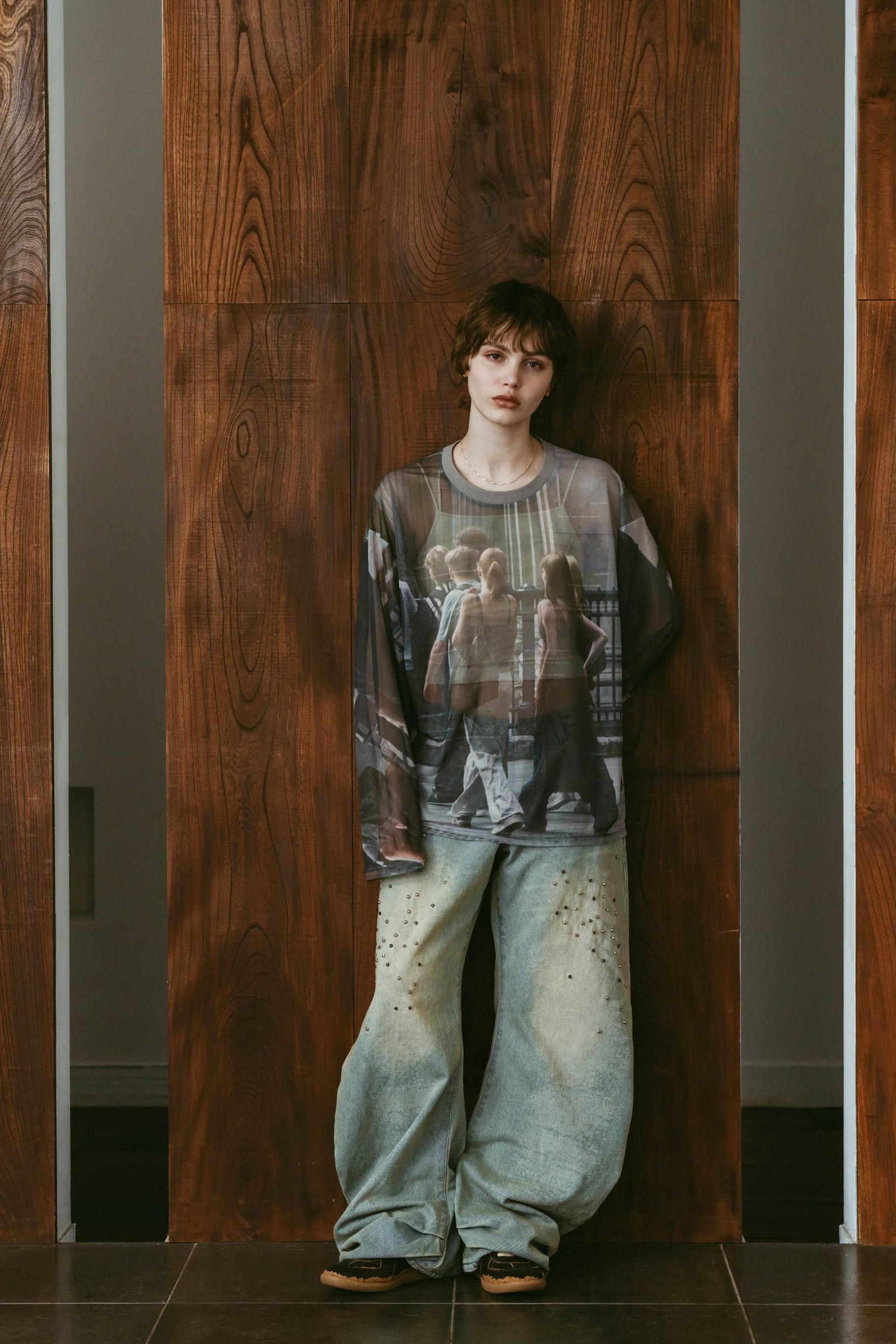 シアープリント ロングスリーブTシャツ (ガールズ) school sheer long-sleeve tee(unisex) (Girls) /  26SS