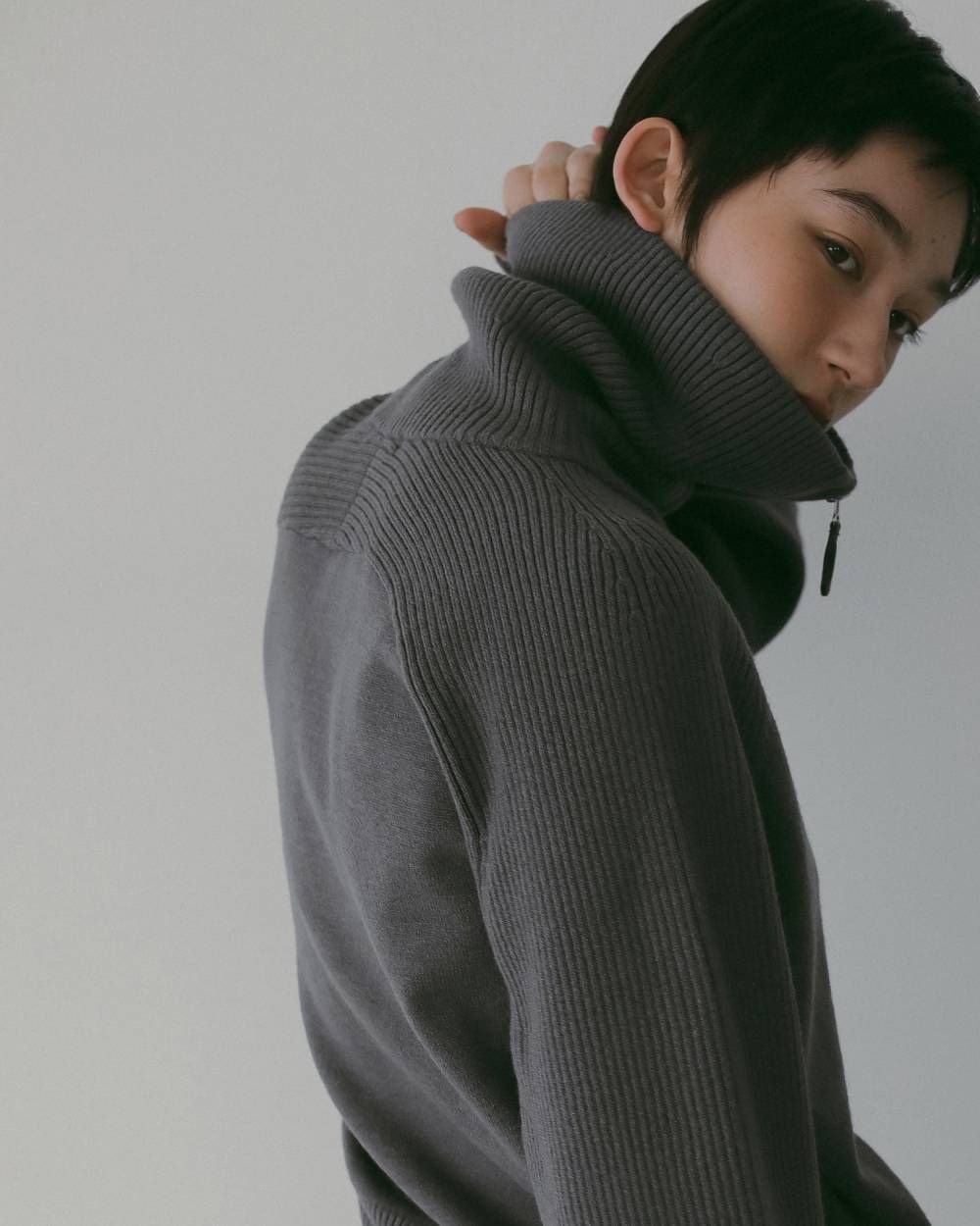 Zip Rib Knit / ジップリブニット (Gray) / 26SS