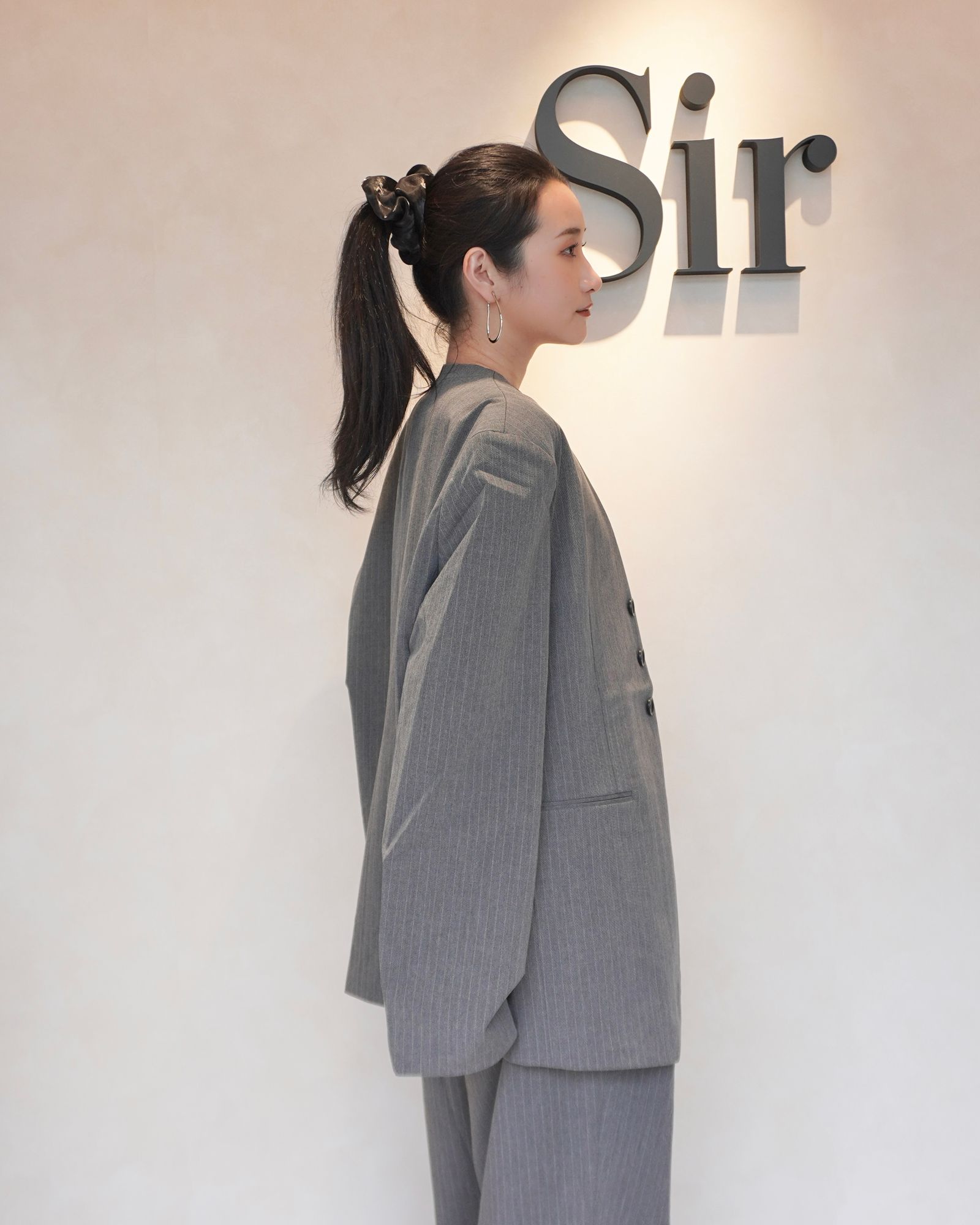 【25AW】Collarless Over Jacket / カラーレスオーバージャケット (グレー)