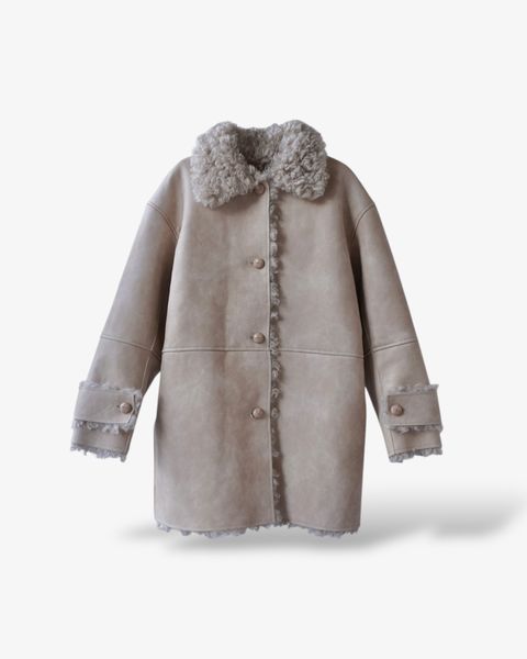 【25AW】Vintage Like Fake Mouton Reversible Coat (クリーム) / ヴィンテージライクムートン リバーシブルファーコート / エコファー / フェイクファー