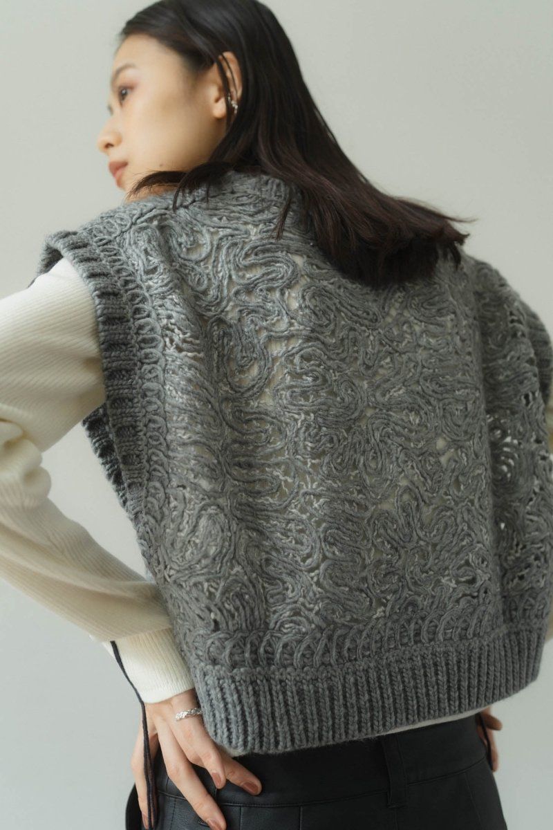 Knuth Marf◆Knuth Marf クヌースマーフ/ベスト/FREE/グレー/KM24SUG01 Knuth Marf - embroidery knit best / エンブロイダリーニット