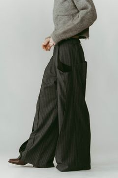 pierced drape pants(unisex) / ピアス ドレープ パンツ (ストライプグレー) / 25AW