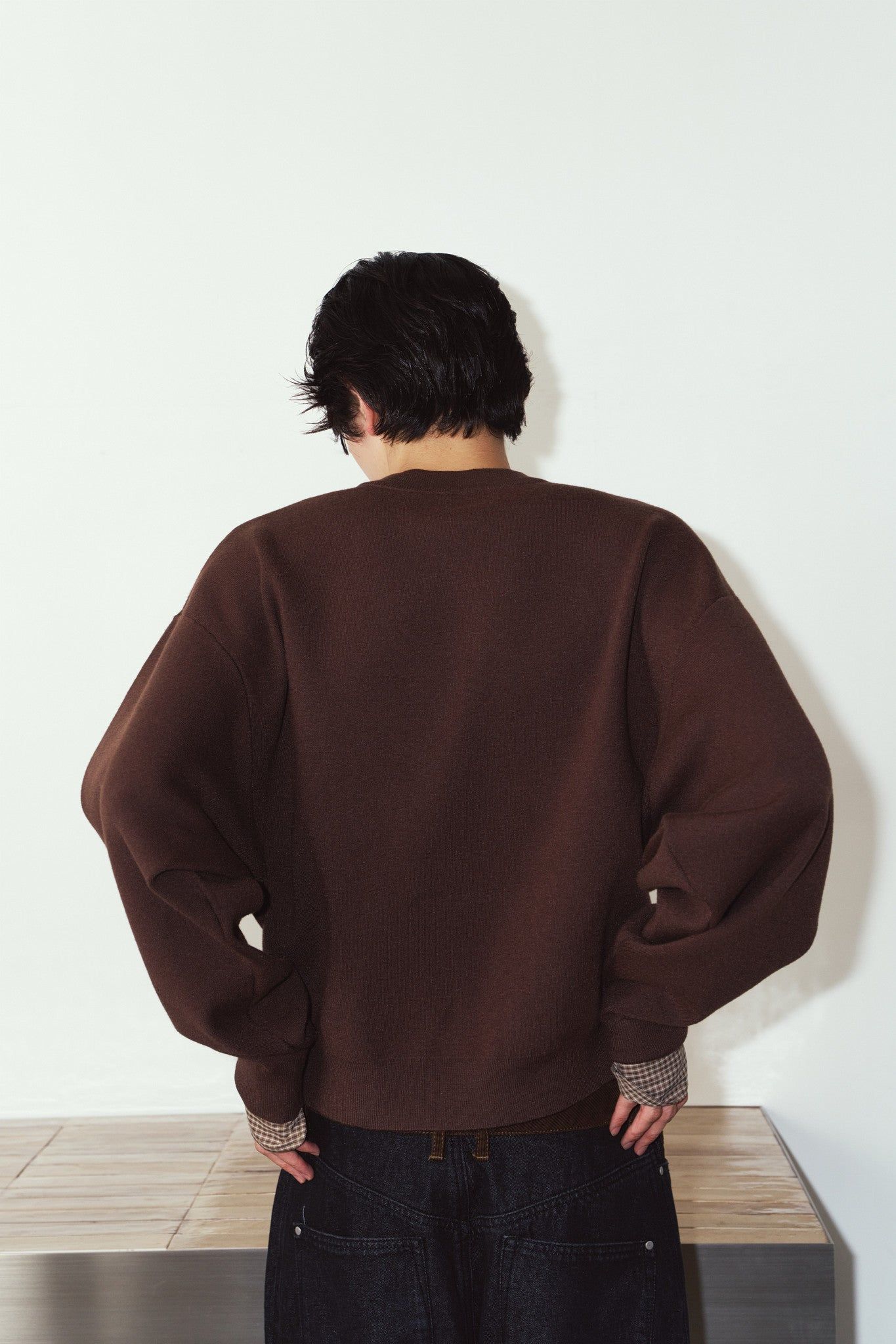 【UNISEXサイズ】2ウェイ ノームコア ニット (ブラウン) 2way cuffs normcore knit(unisex) (Brown) / 26AW