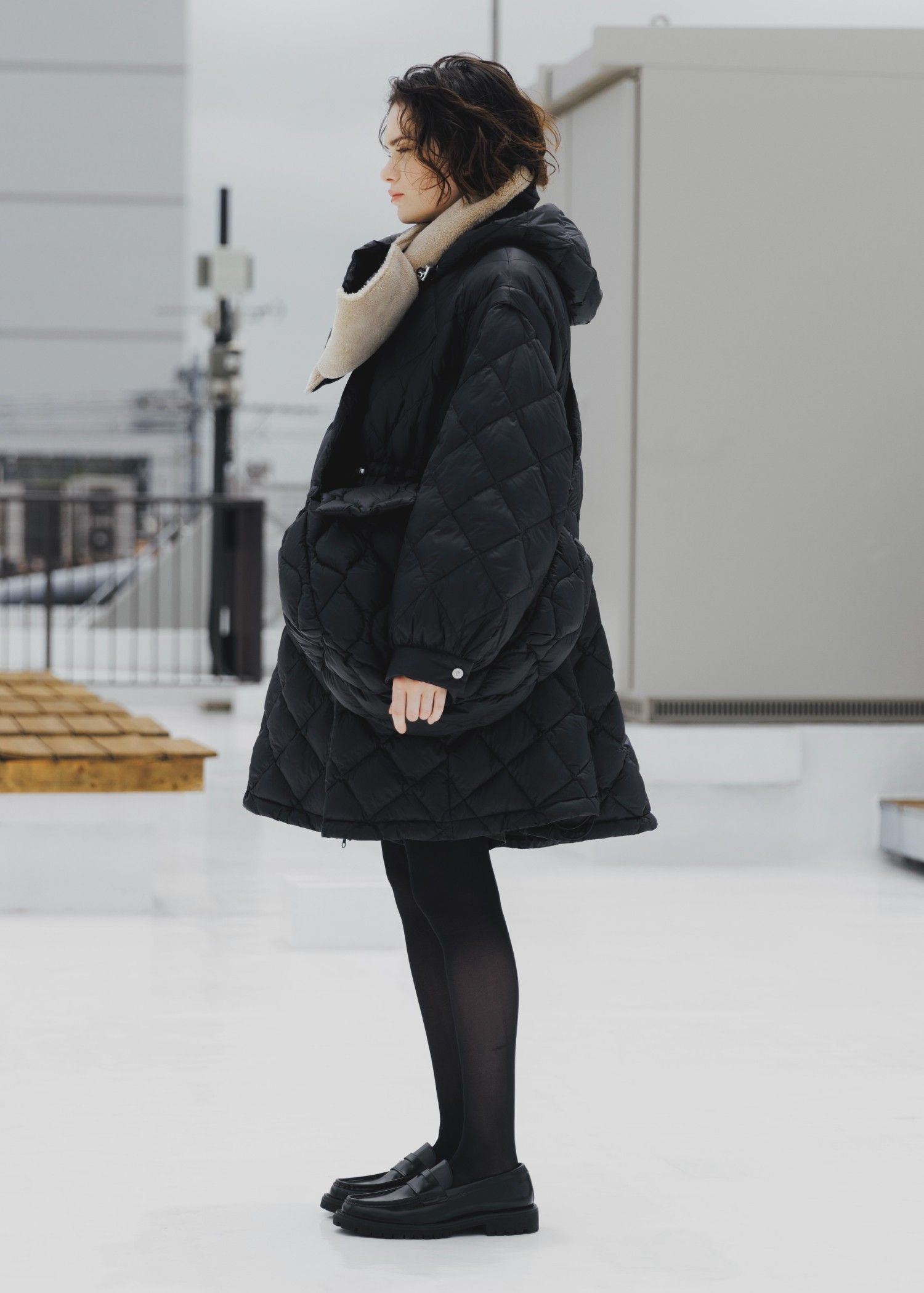 【TAION × WILLFULLY】quilting shoulder down bag / タイオンコラボ キルティングショルダーバッグ (ブラック) / 25AW /