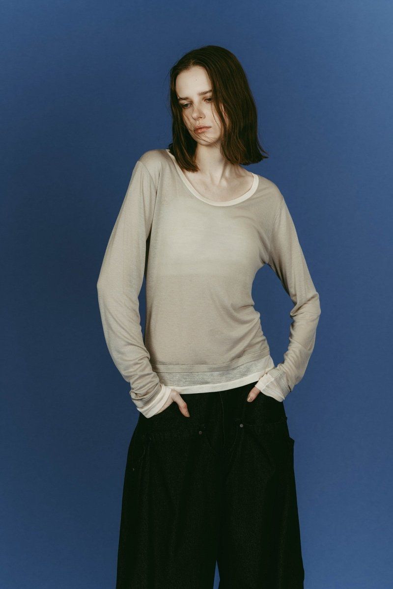 round neck layered top (Beige) / ラウンドネックレイヤードトップス (ベージュ) / 26SS