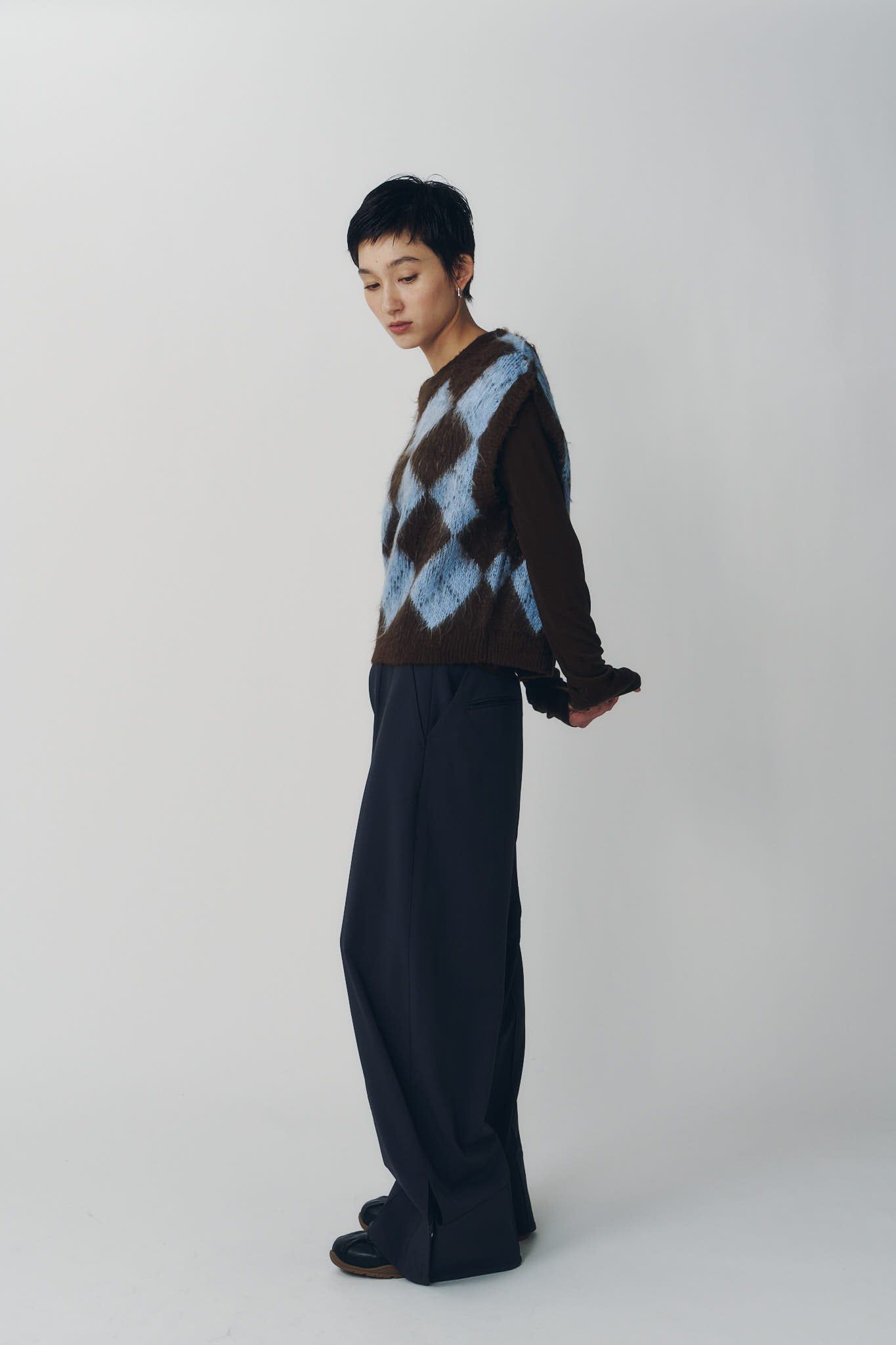 アーガイルニットベスト (ブラウン) argyle knit vest (Brown) / 26AW