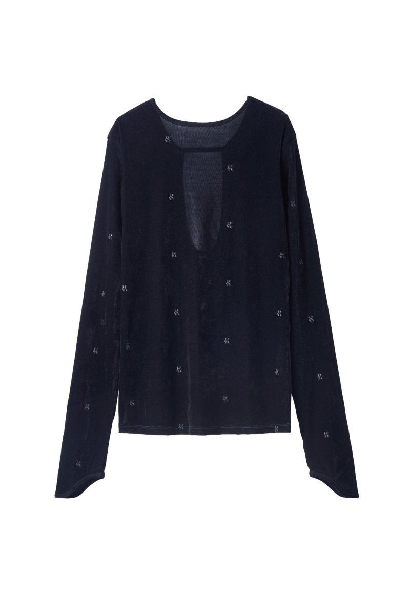 2way sheer velours tops / 2ウェイ シアートップス (ブラック) / 25AW