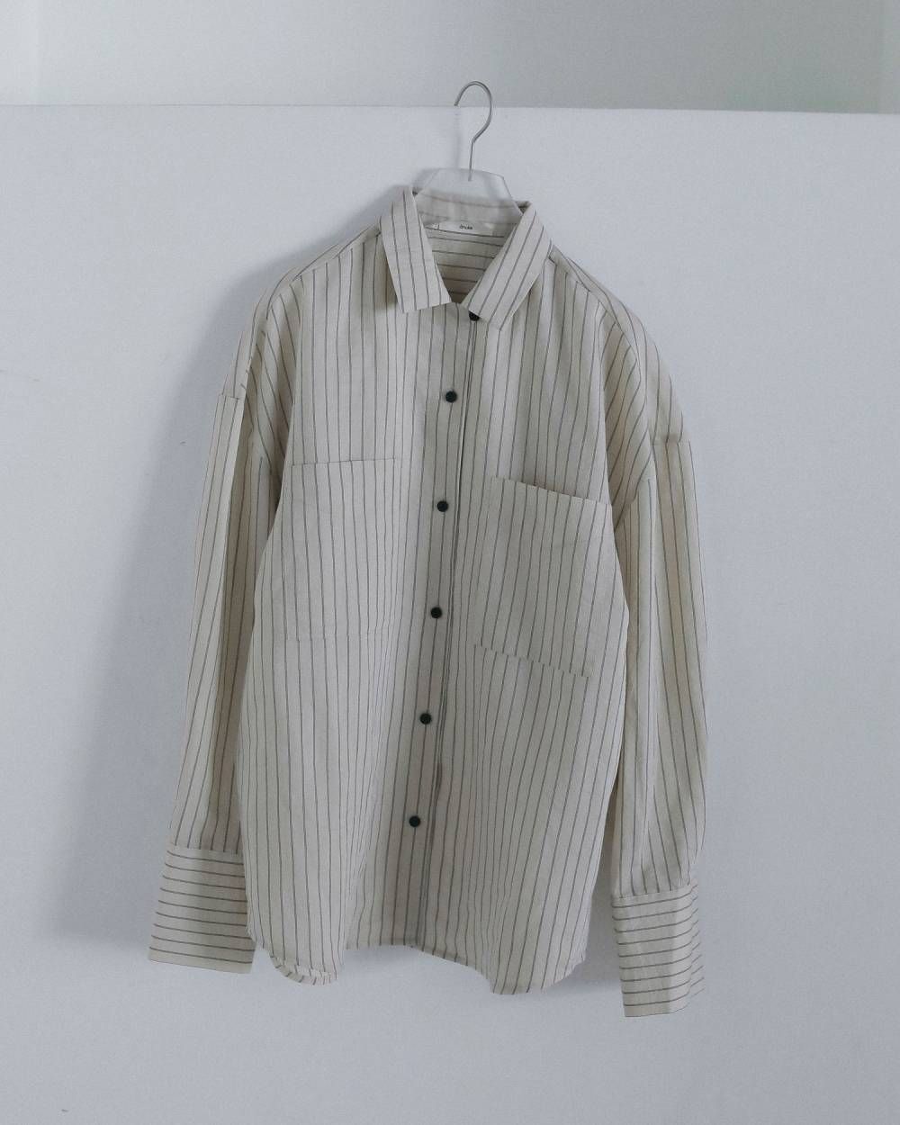 オープンカラーストライプシャツ (アイボリー) Opencollar Stripe Shirts (Ivory) / 26AW 【6月29日まで期間限定予約】