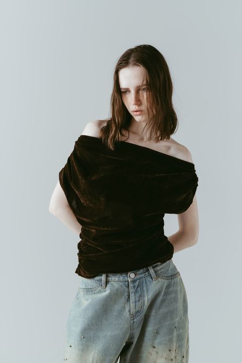 シアーベロア トップス (ブラウン) sheer velour top (Brown) /  26SS
