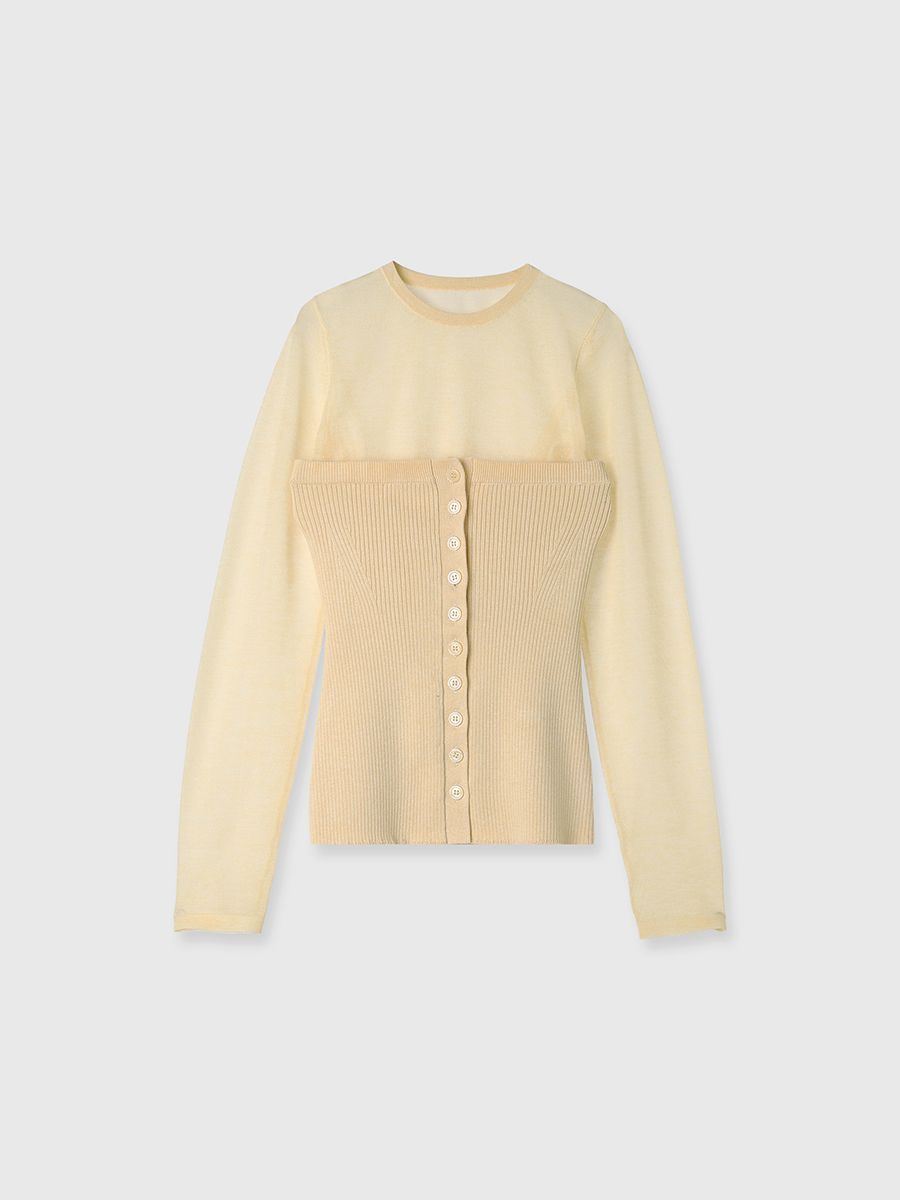 【25SS】RIB BUSTIER SET KNIT / リブ ビスチェセットニット (イエロー)