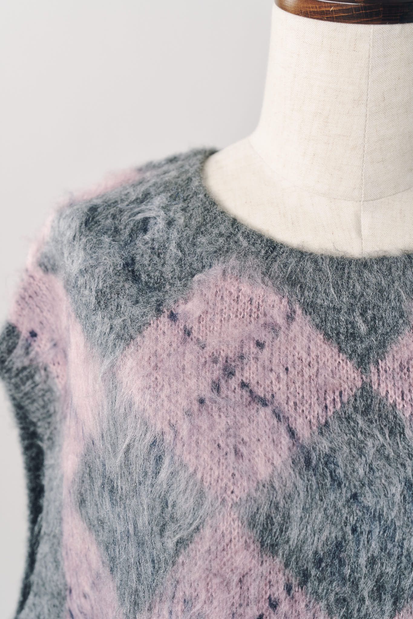アーガイルニットベスト (ピンク) argyle knit vest (Pink) / 26AW