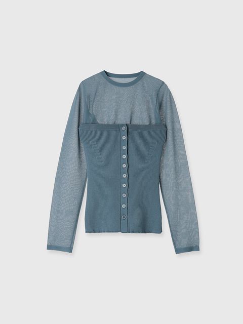 【25SS】RIB BUSTIER SET KNIT / リブ ビスチェセットニット (ブルー)