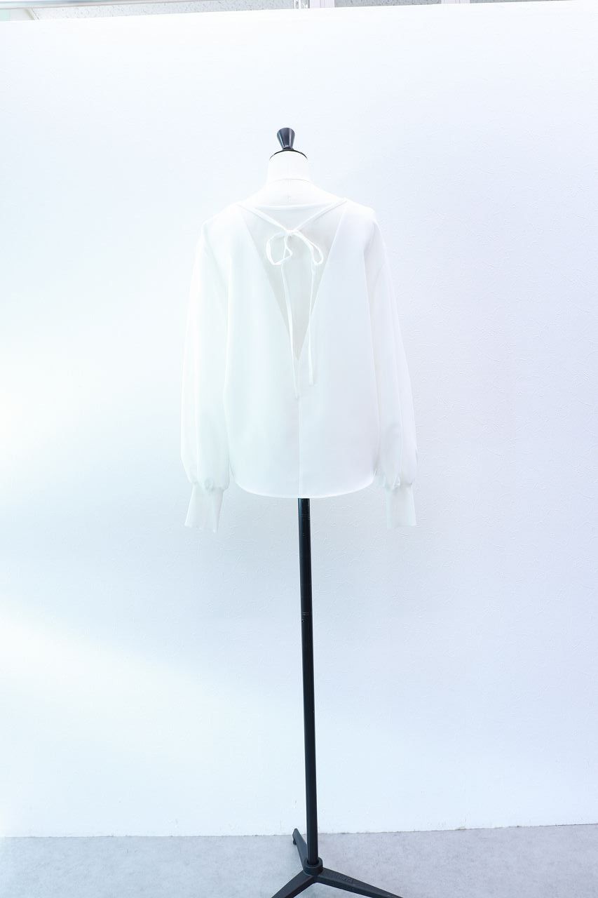 バックチュール シアーブラウス (ホワイト) Sheer Tulle Blouse (White) / 26AW *