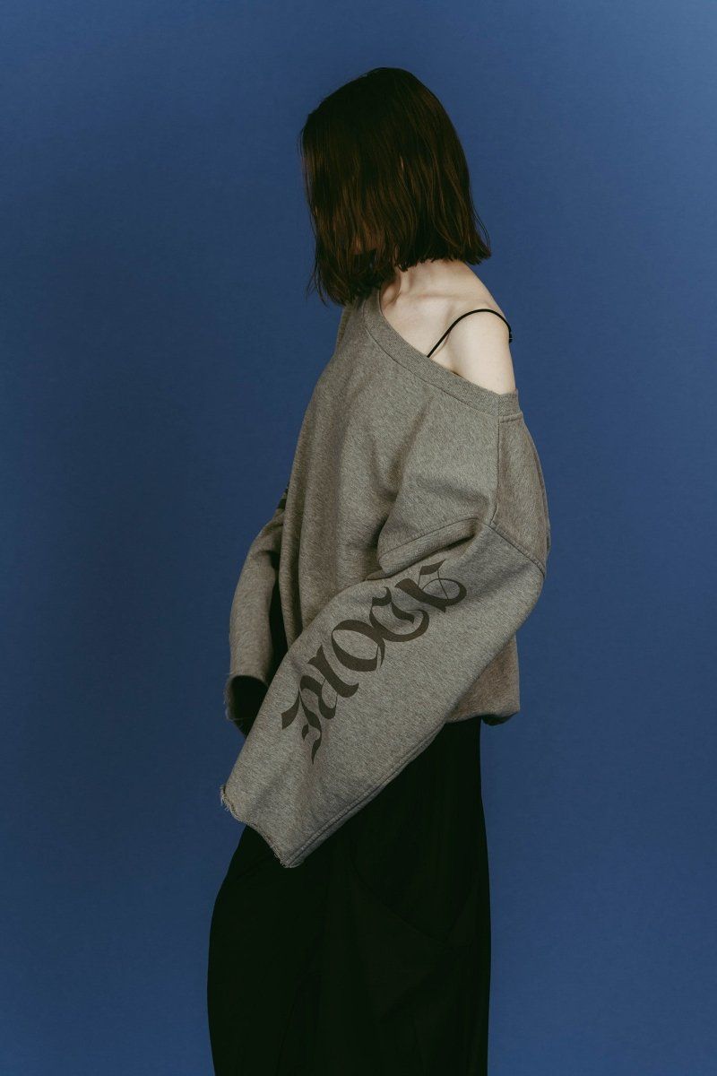 off shoulder vintage sweat (Gray) / オフショルダー ヴィンテージスウェット (グレー) / 26SS