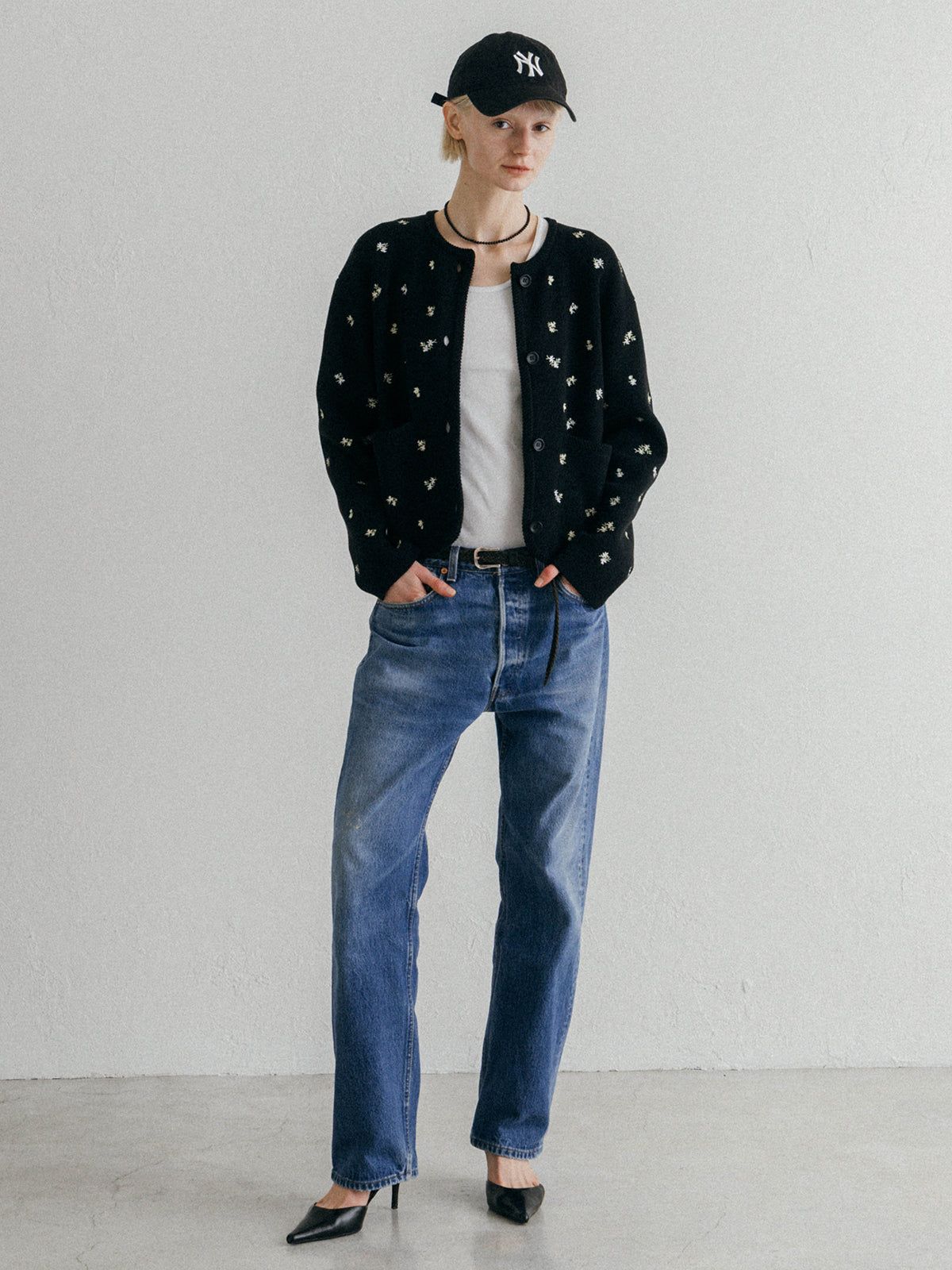 FLOWER EMBROIDERY CD (Black) / フラワーエンブロイダリー カーディガン (ブラック) / 26SS