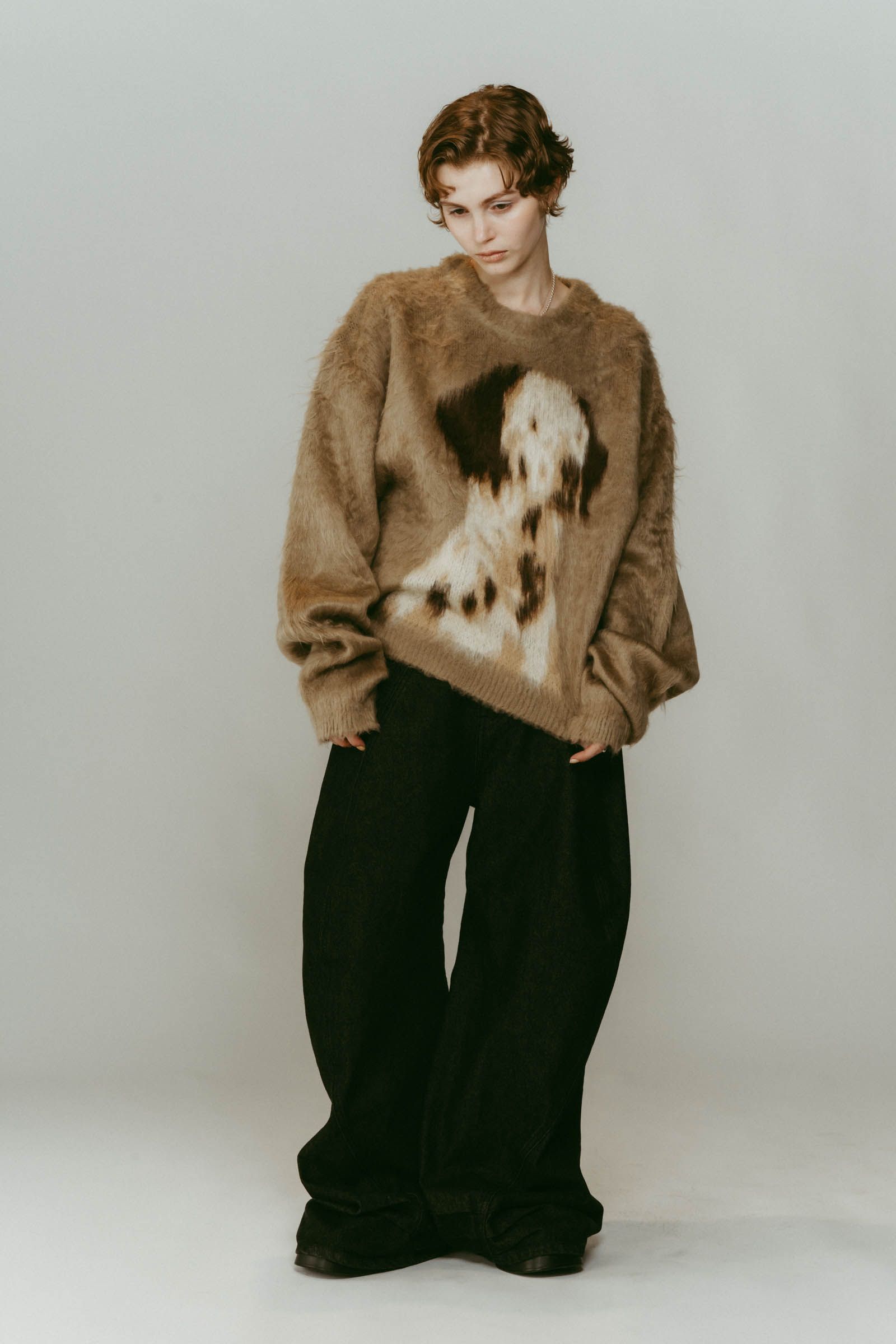 dalmatian shaggy knit(unisex) / ダルメシアン シャギーニット (ベージュ) / 25AW