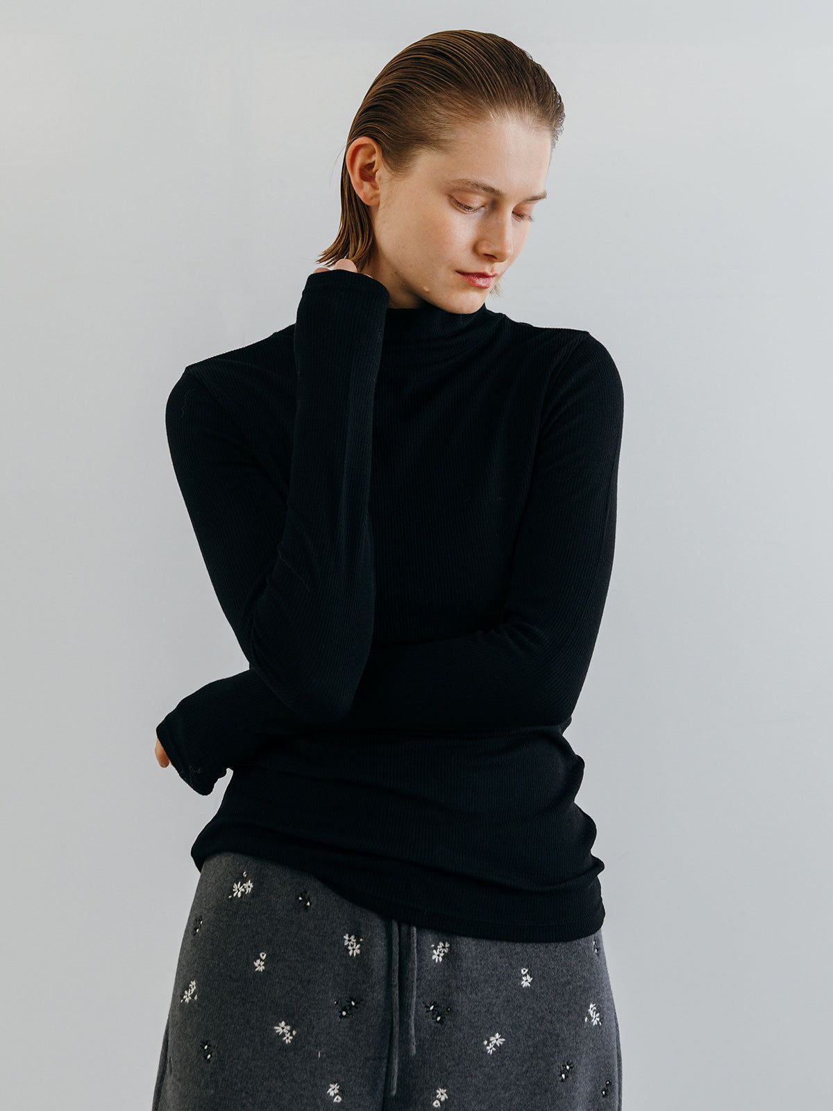 HENRY HIGH NECK TOPS / ヘンリーハイネックトップス (Black) / 26SS