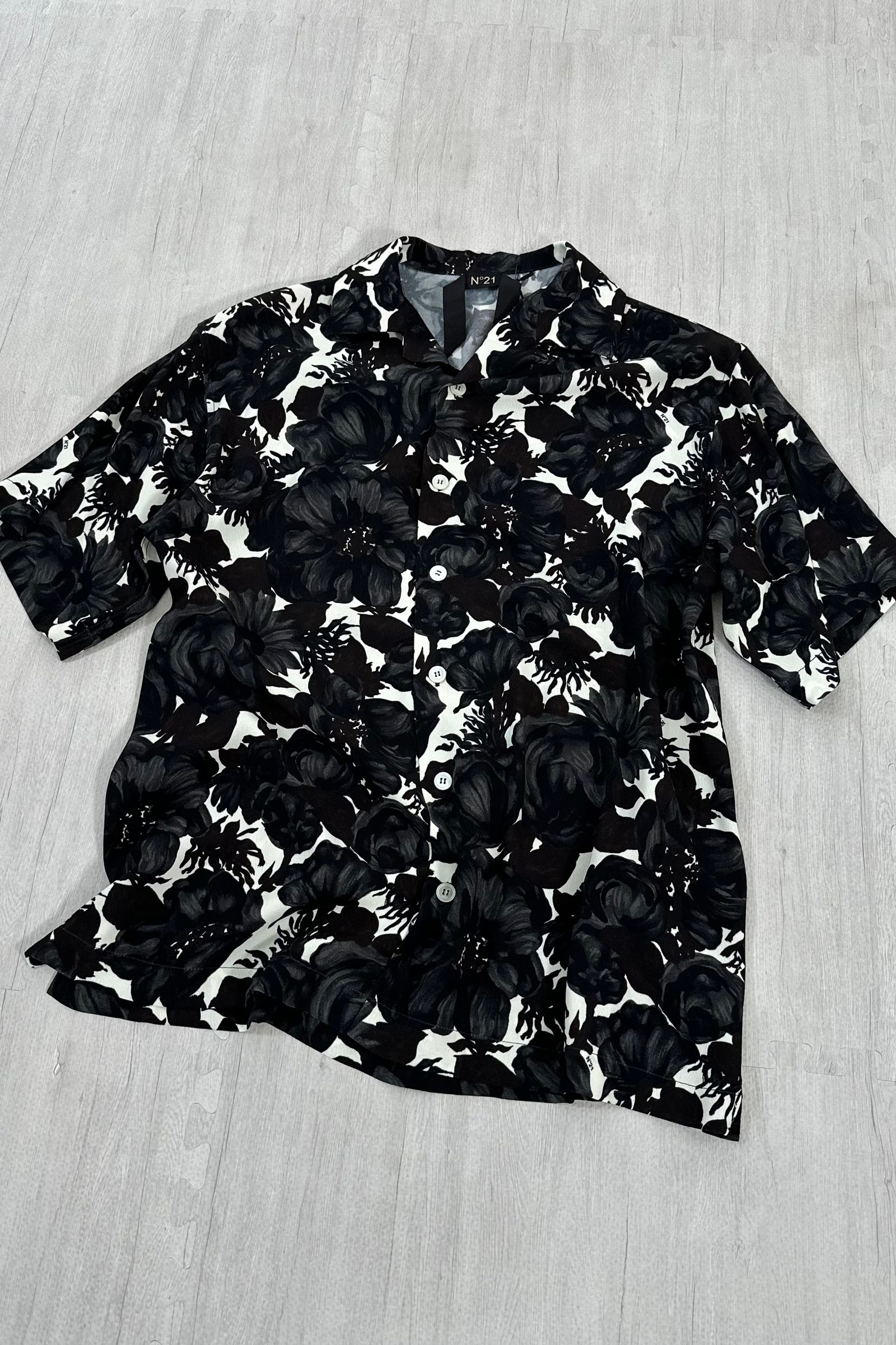 。様⑅21 N°21 - FLOWER LACE OPEN COLLAR SHIRT / フラワーレース