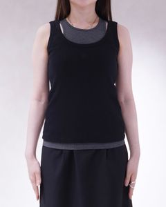2ピース レイヤードロゴタンクトップ (ブラック) 2piece layered logo tank top