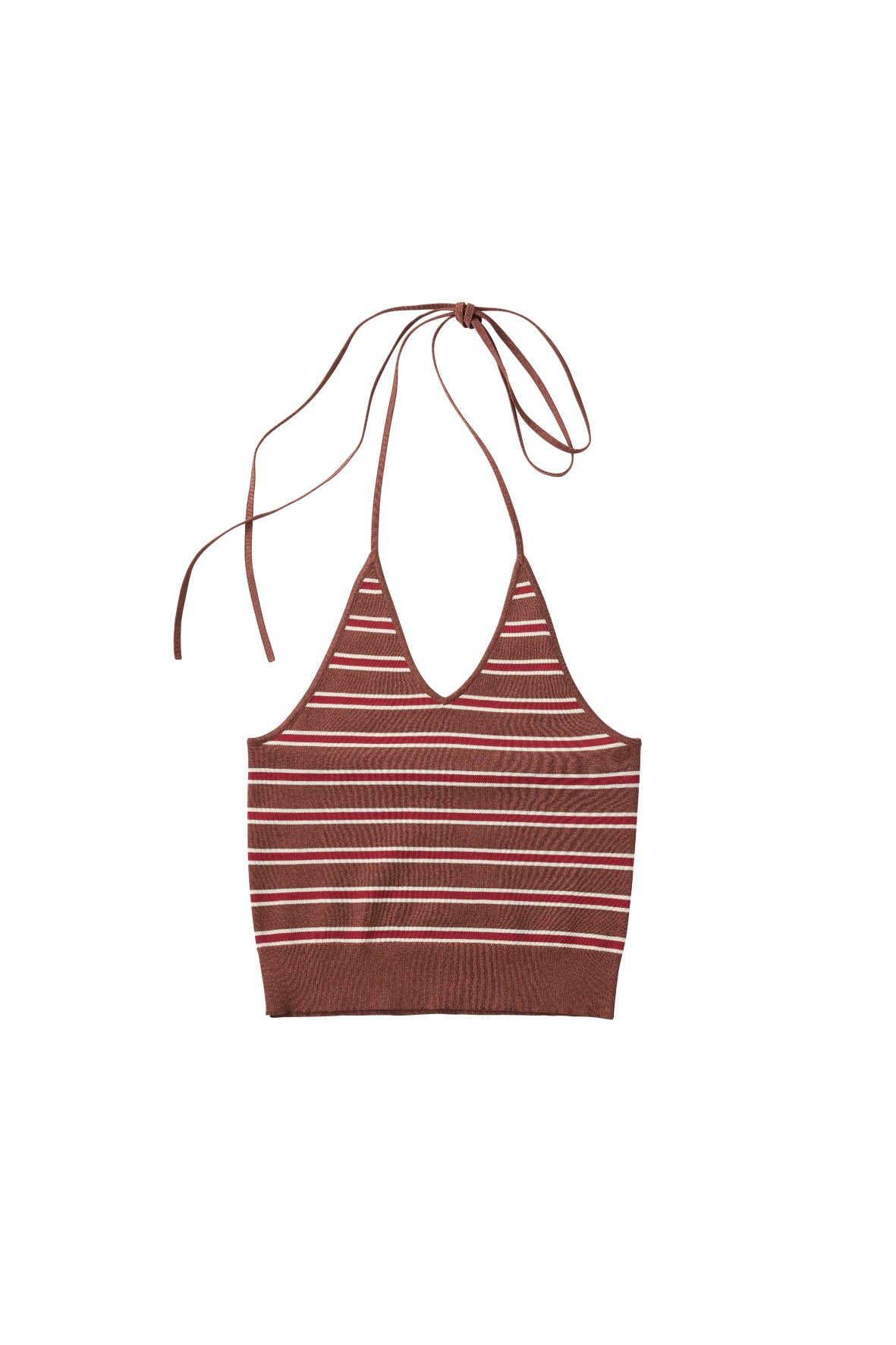 ニット ホルタービスチェ (ブラウン) knit halter bustier (Brown) /  26SS