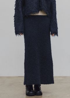 boucle pencil knit SK / ブークレ ペンシルニットスカート (ネイビー) / 25AW