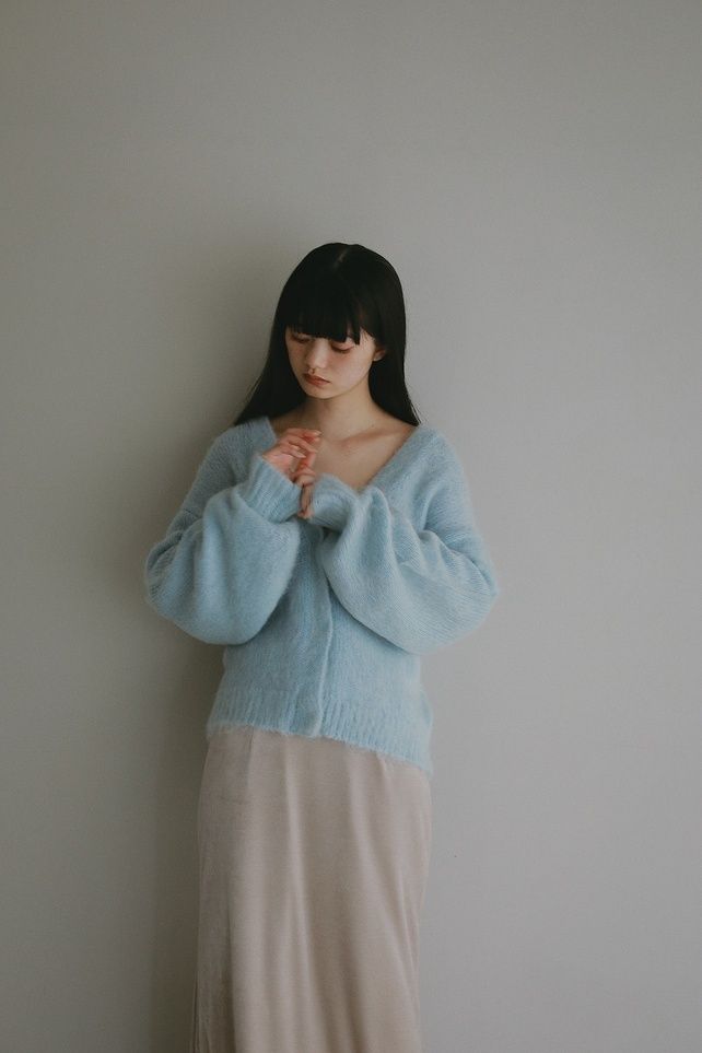 モヘアニットカーディガン (ブルー)