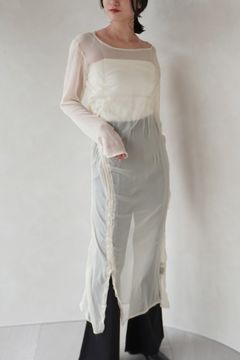 asymmetry sheer long one piece / アシンメトリー シアー ロングワンピース (クリーム)