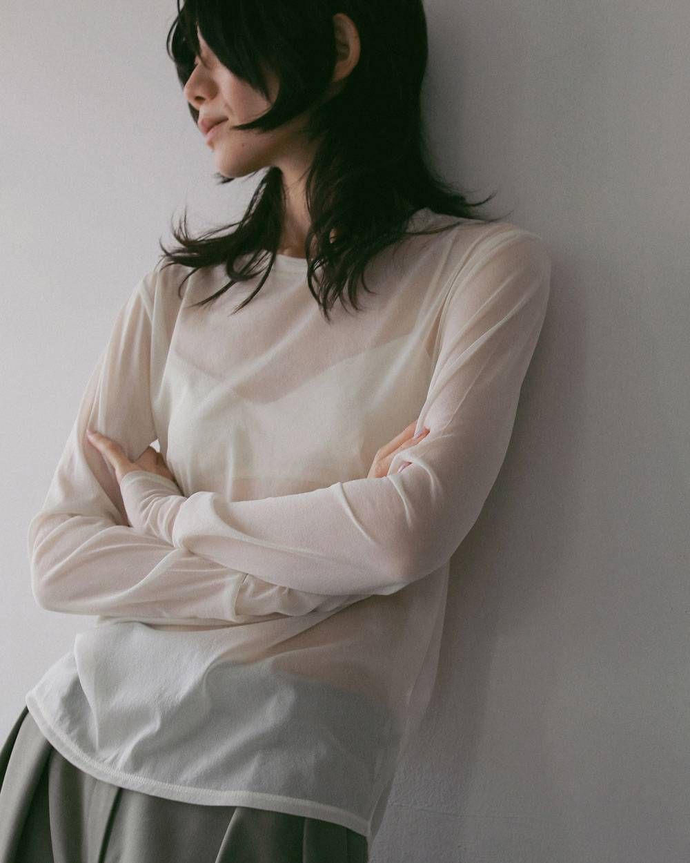スリット シフォントップス (アイボリー) Slit Chiffon Tops (Ivory) / 27SS