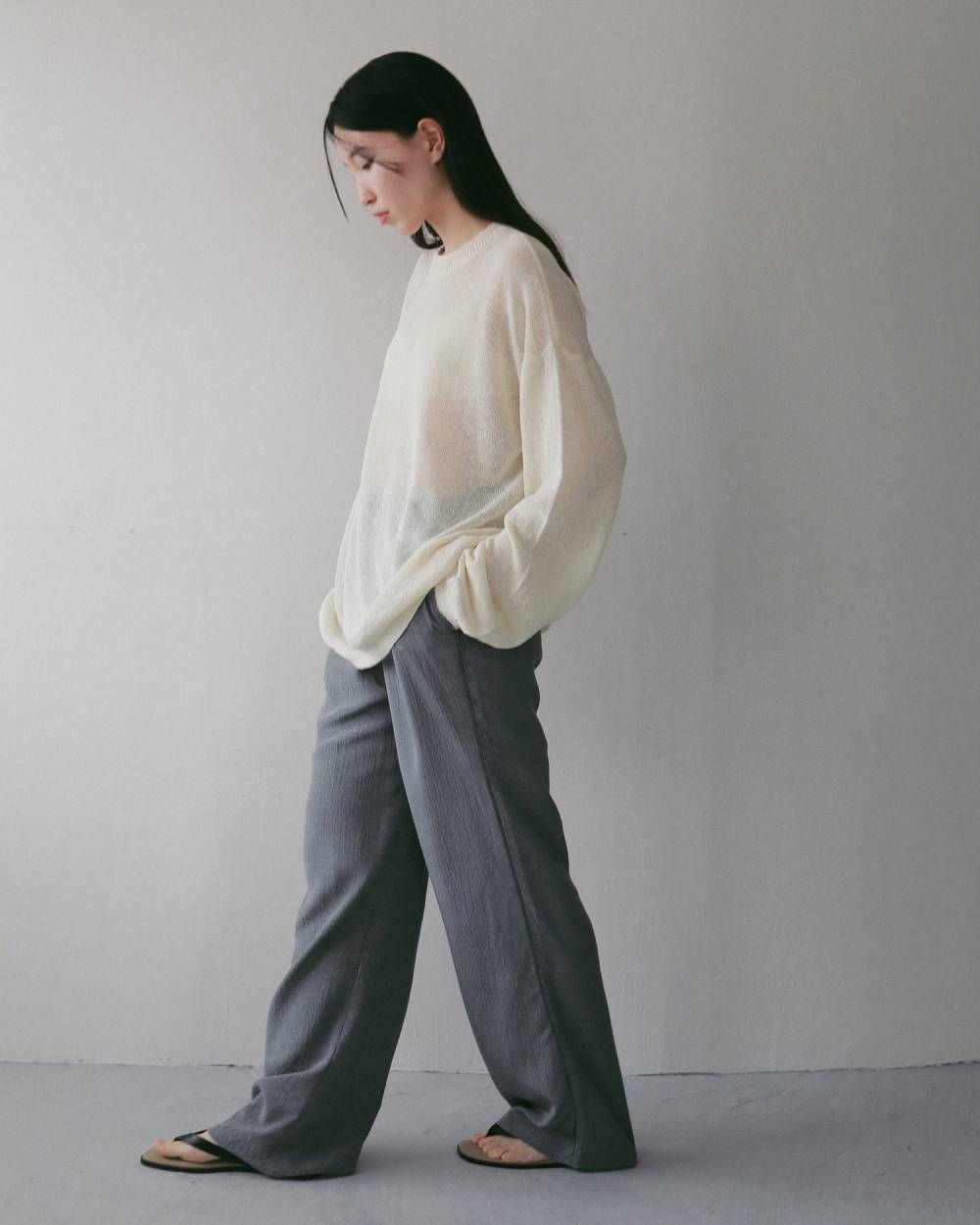 コットンリネン ルーズニット (アイボリー) Cottonlinen Loose Knit (Ivory) / 27SS