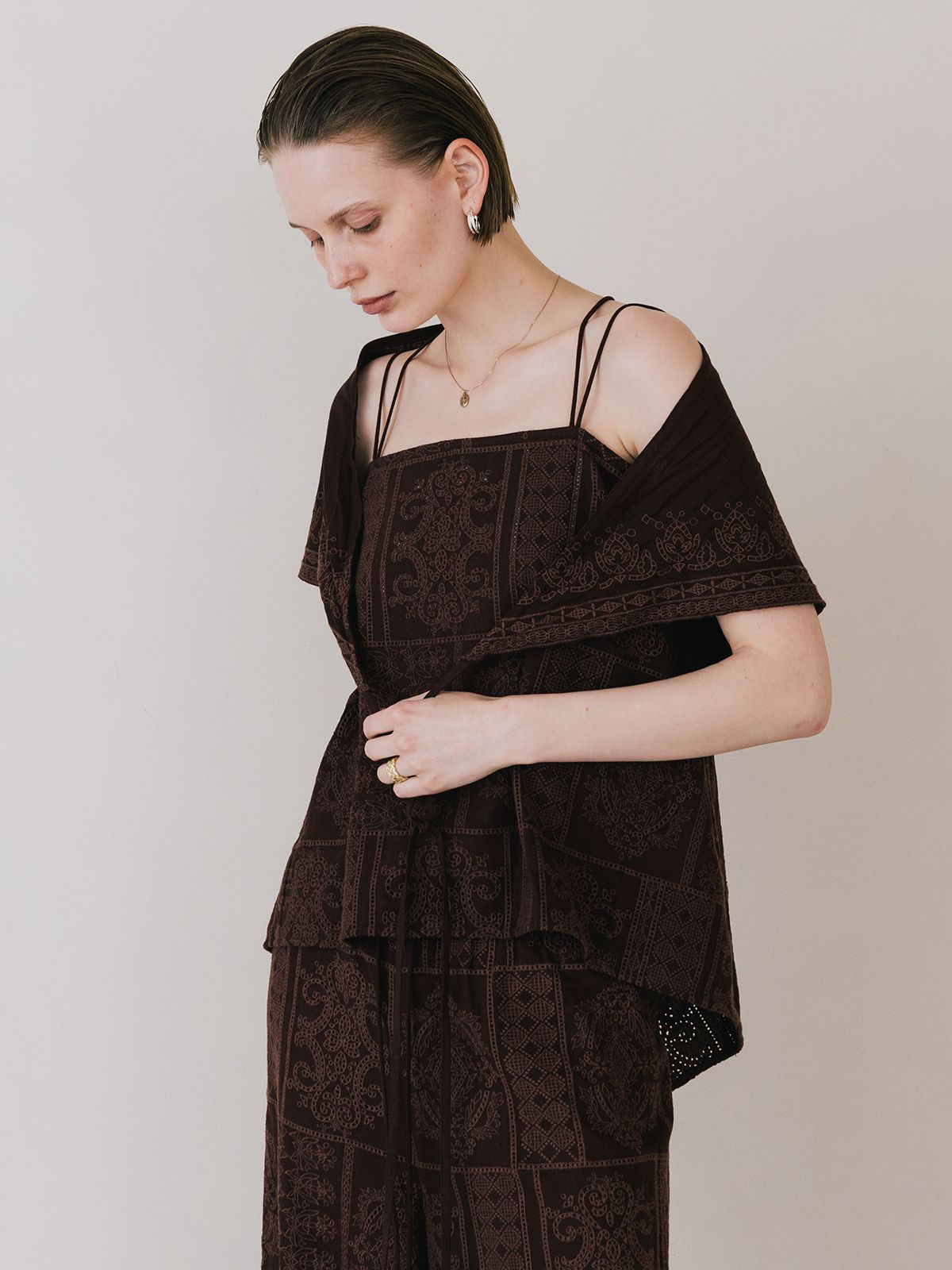 【25SS】CUTWORK LACE PANTS / カットワーク レースパンツ (ブラウン)