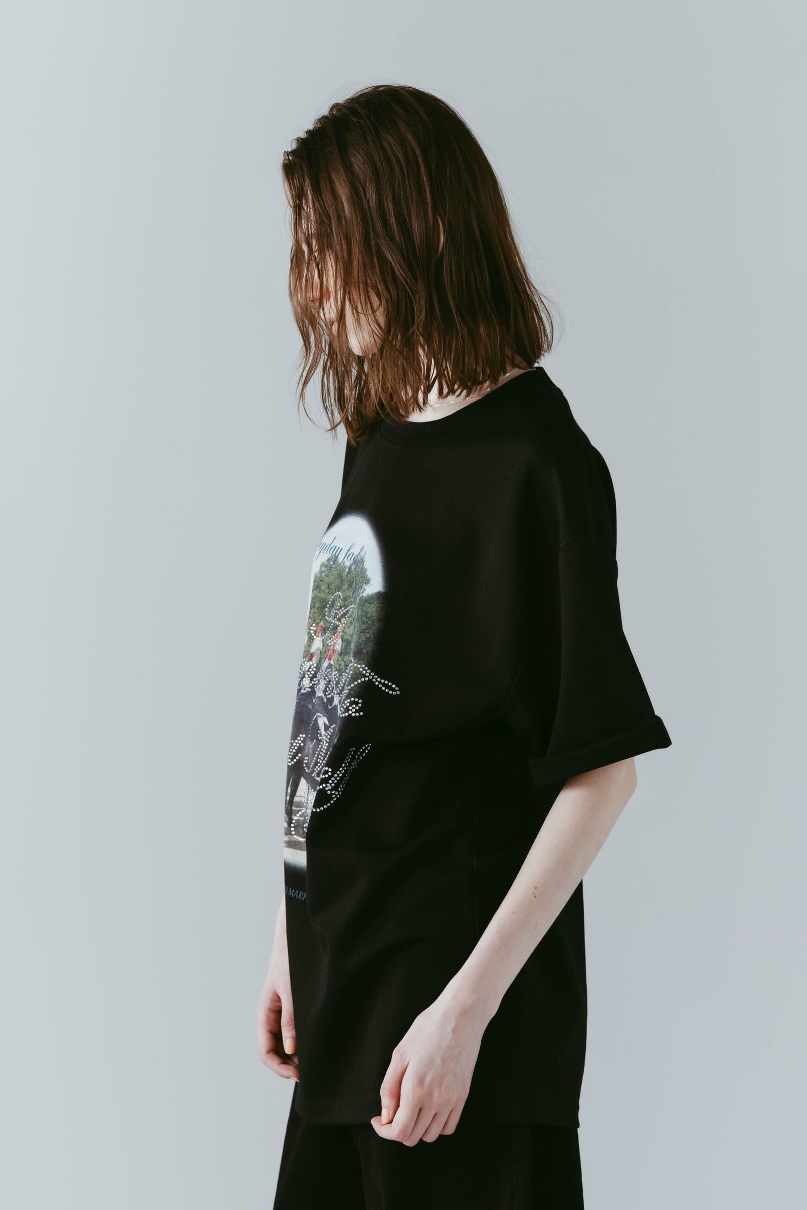 ラインストーングラフィックTシャツ (ブラック) rhinestone graphic tee(unisex) (Black) /  26SS