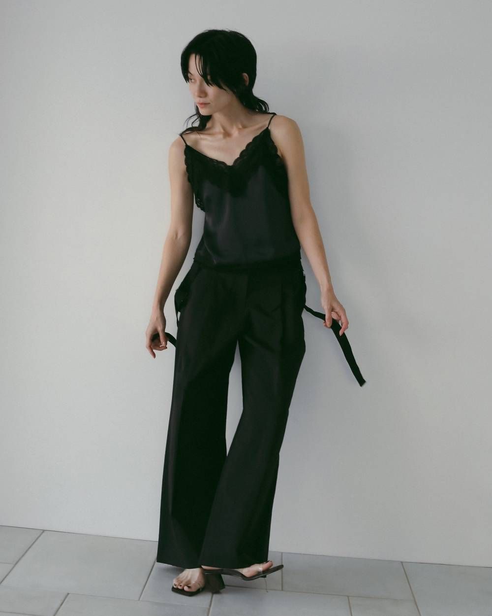サスペンダー ワイドパンツ (ブラック) Suspenders Wide Pants (Black) / 26SS