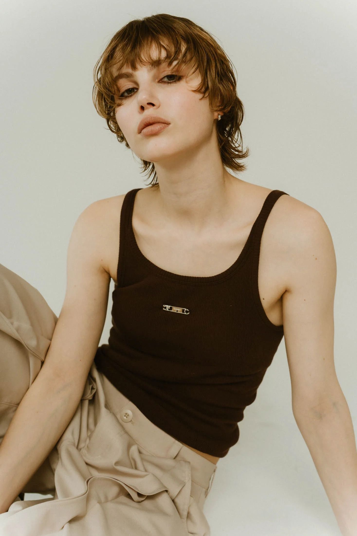【KnuthMarf × PALM】cap in rib tank top / カップインリブタンクトップ (ブラウン) / 25SS