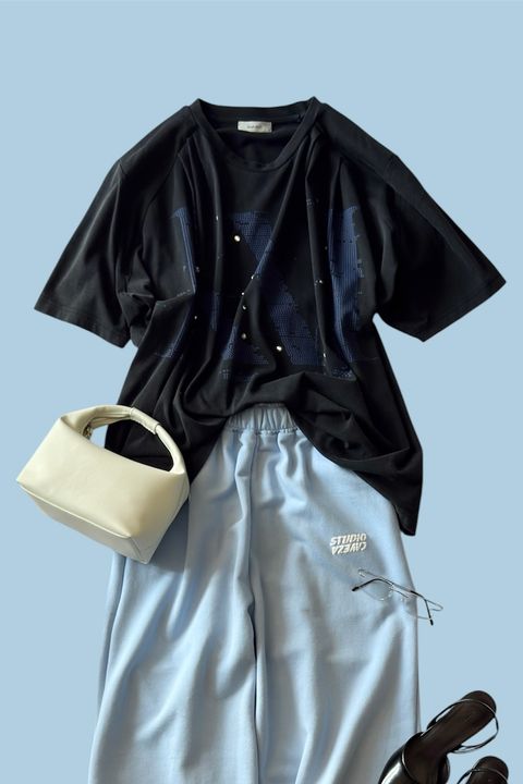 タック オーバーサイズTシャツ (ブラック) tuck detail oversized tee(unisex) (Black) /  26SS