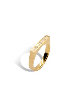 MOISSANITE BAGUETTE LINE RING / モアサナイト バゲット ライン リング K9/K18 (イエローゴールド)