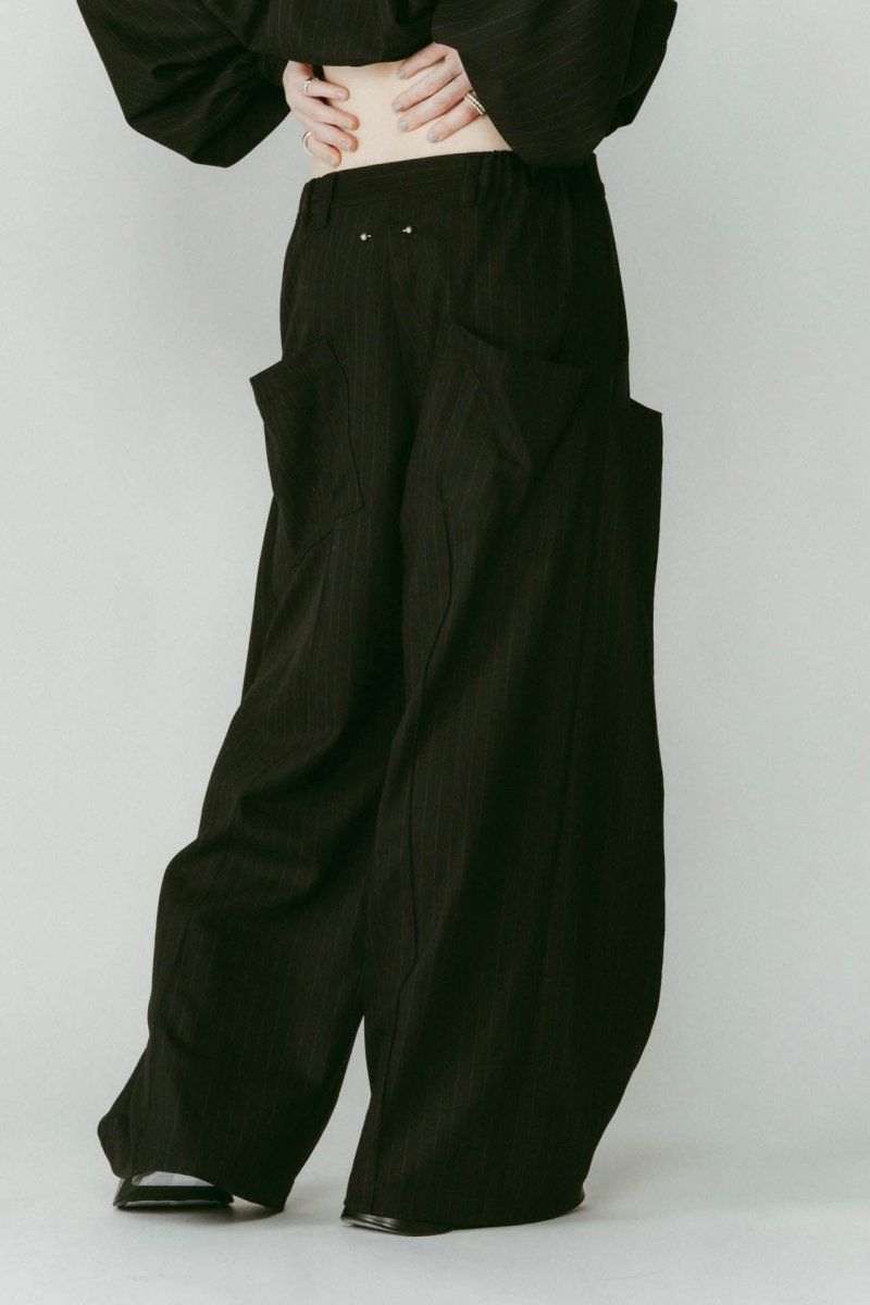 pierced drape pants(unisex) / ピアス ドレープ パンツ (ストライプブラック) / 25AW