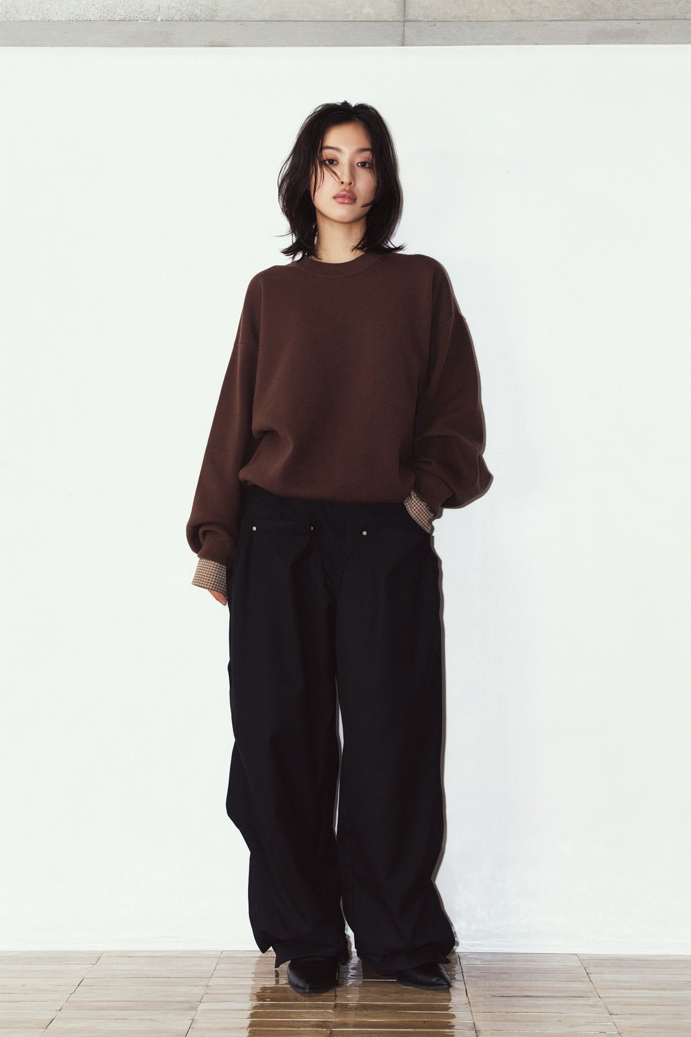 【UNISEXサイズ】2ウェイ ノームコア ニット (ブラウン) 2way cuffs normcore knit(unisex) (Brown) / 26AW