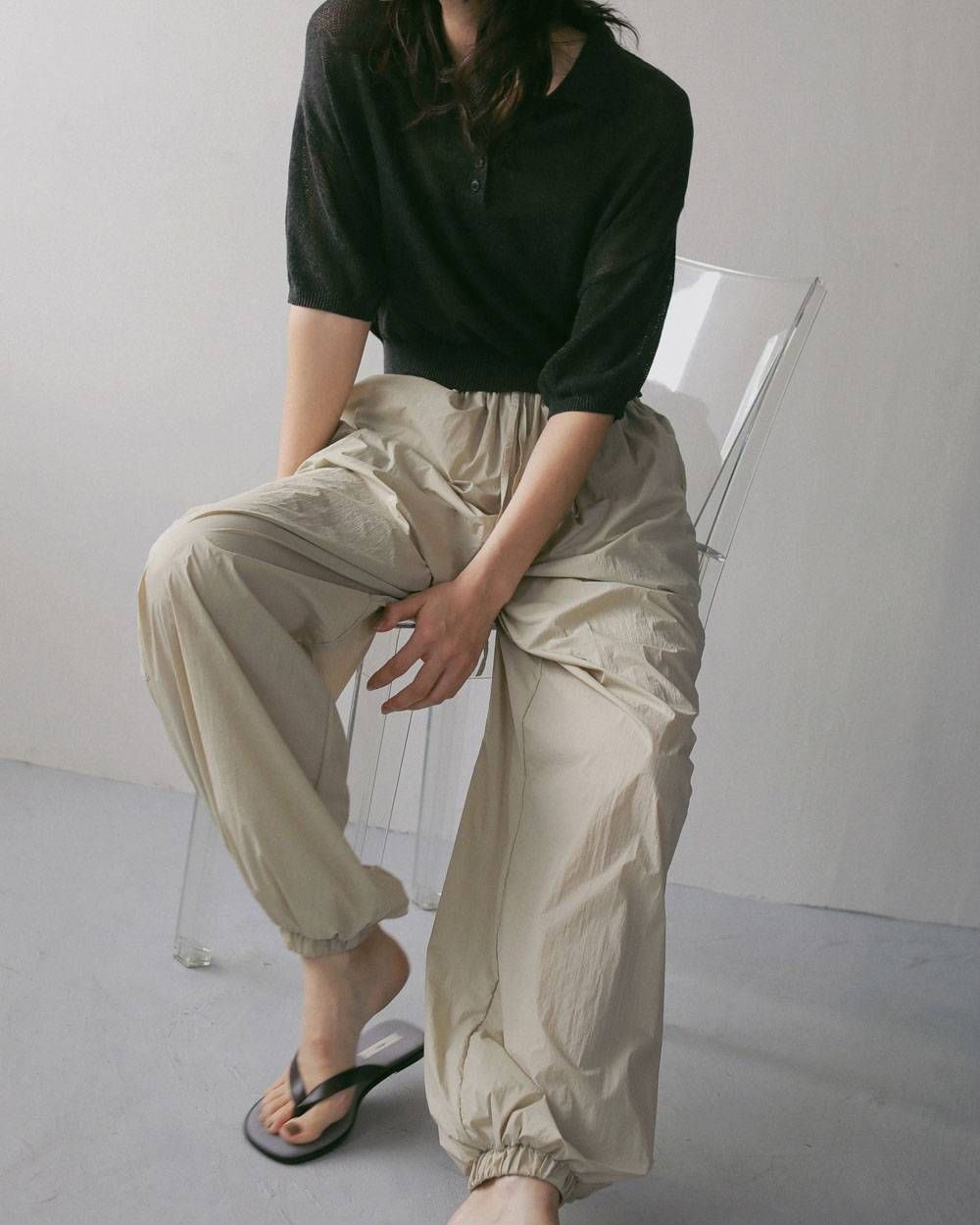 シアー ナイロンパンツ (オートミール) Sheer Nylon Pants (Oatmeal) / 27SS