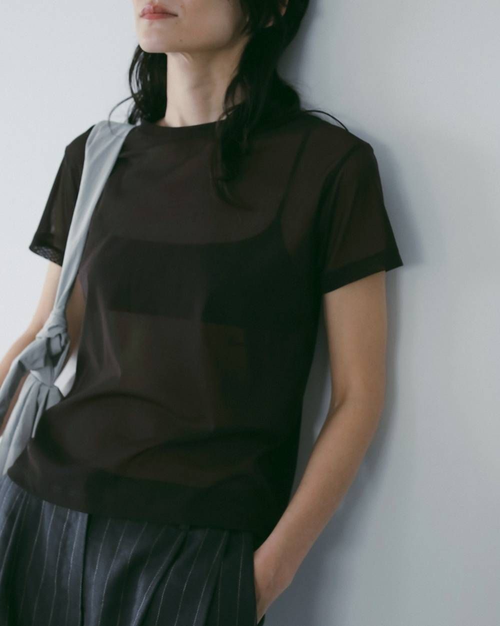 シアーチュールTシャツ (ブラウン) Sheer Tulle T-Shirts (Brown) / 26SS