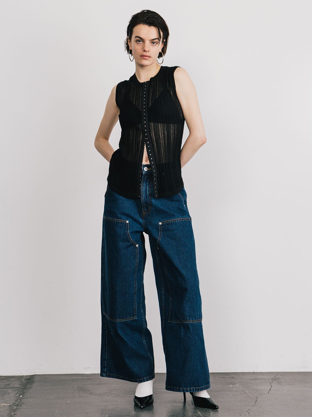 【25SS】DOUBLE KNEE WASHED DENIM PANTS / ダブルニー デニムパンツ (ブルー)