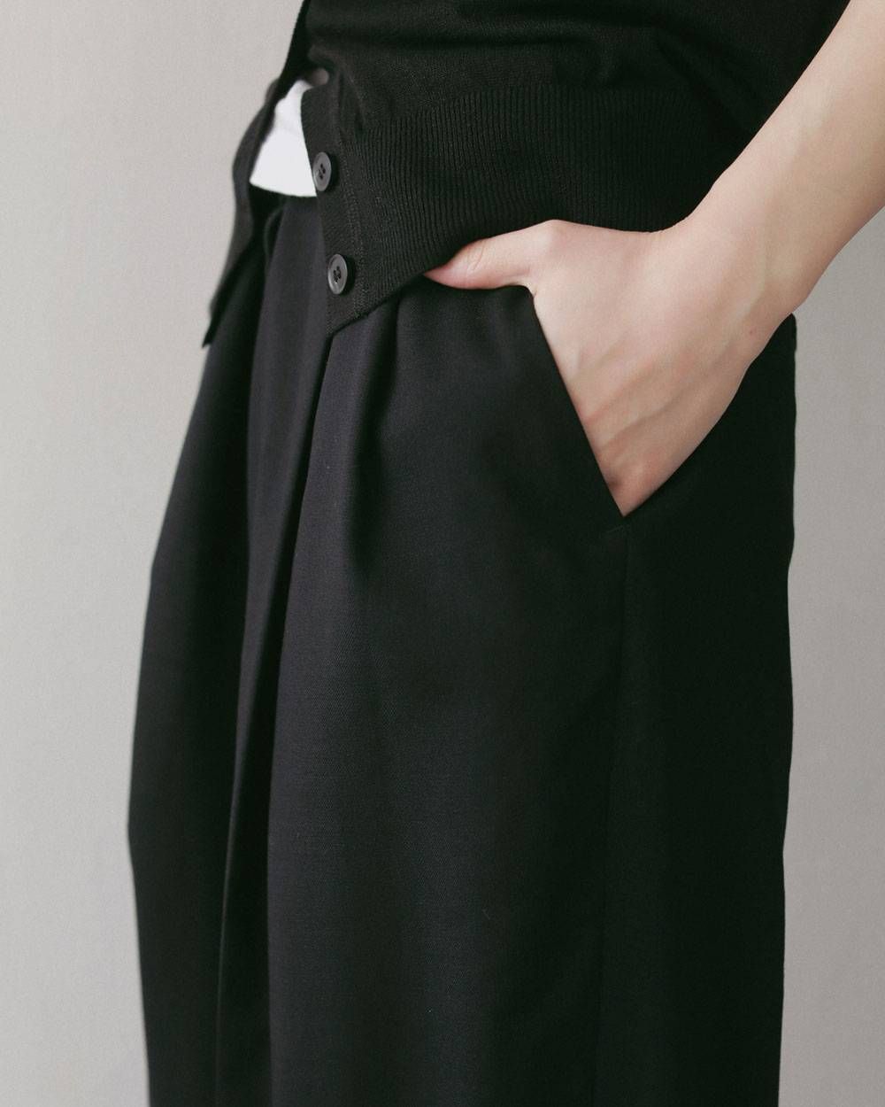 ウールシャンブレー タックパンツ (ブラック) Woolchambray Tuck Pants (Black) / 27SS