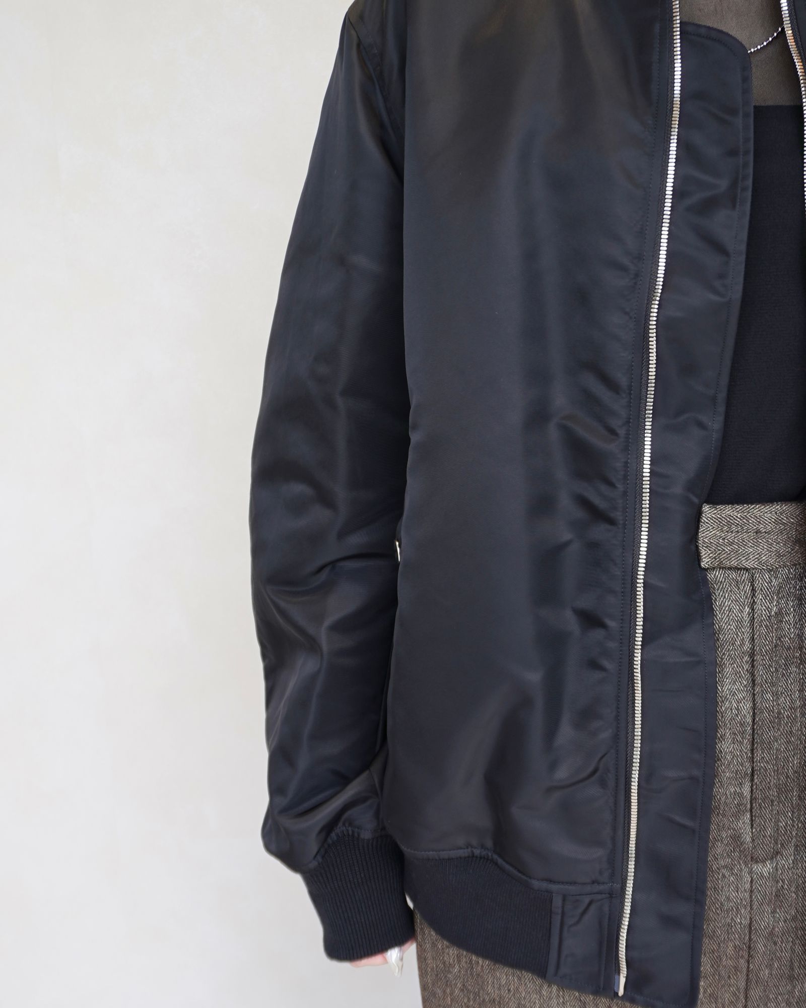 【25AW】MA-1 / リモンタナイロン フライトジャケット (ブラック)