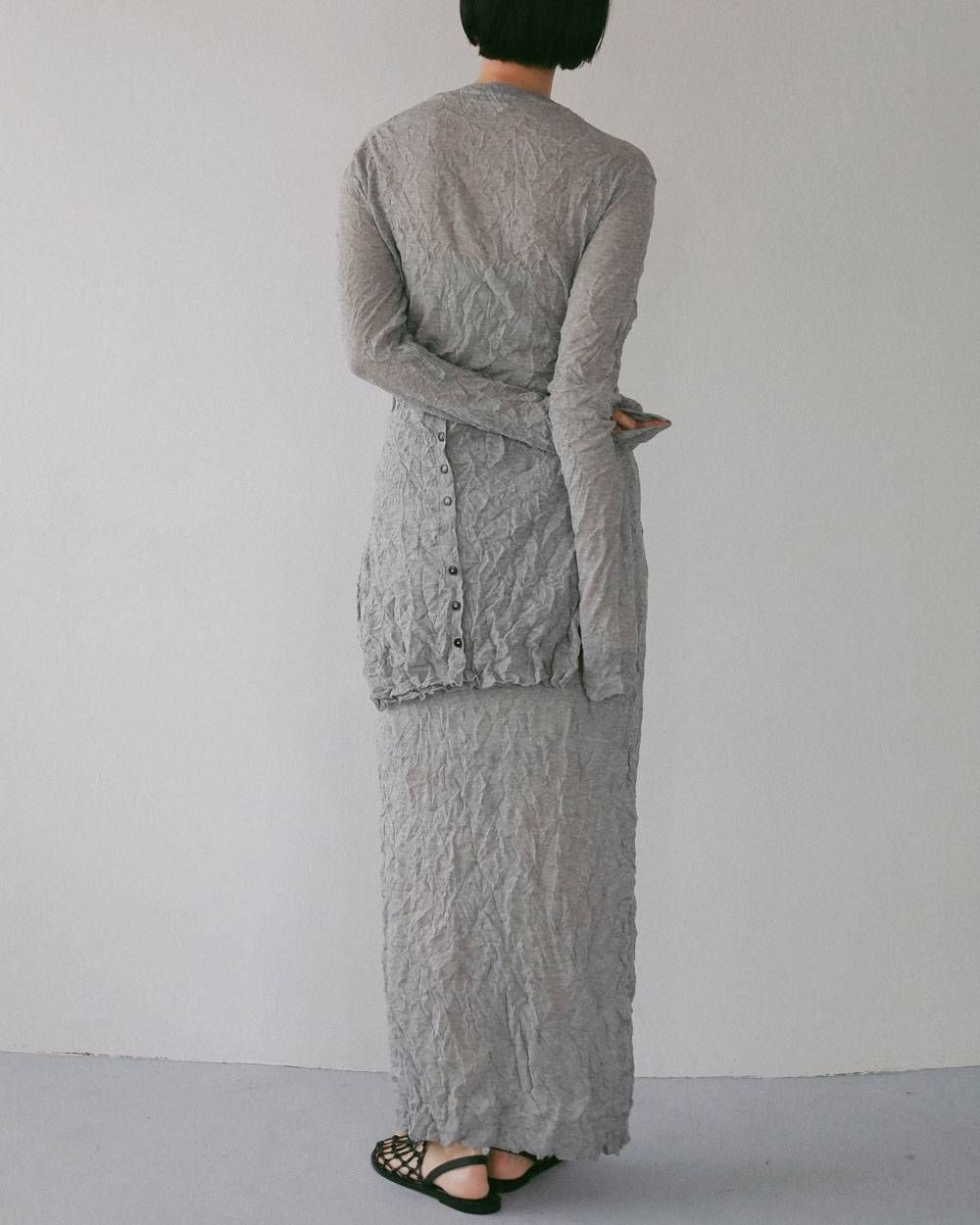ウォッシャーニットカーディガン (グレー) Washer Knit Cardigan (Gray) / 27SS