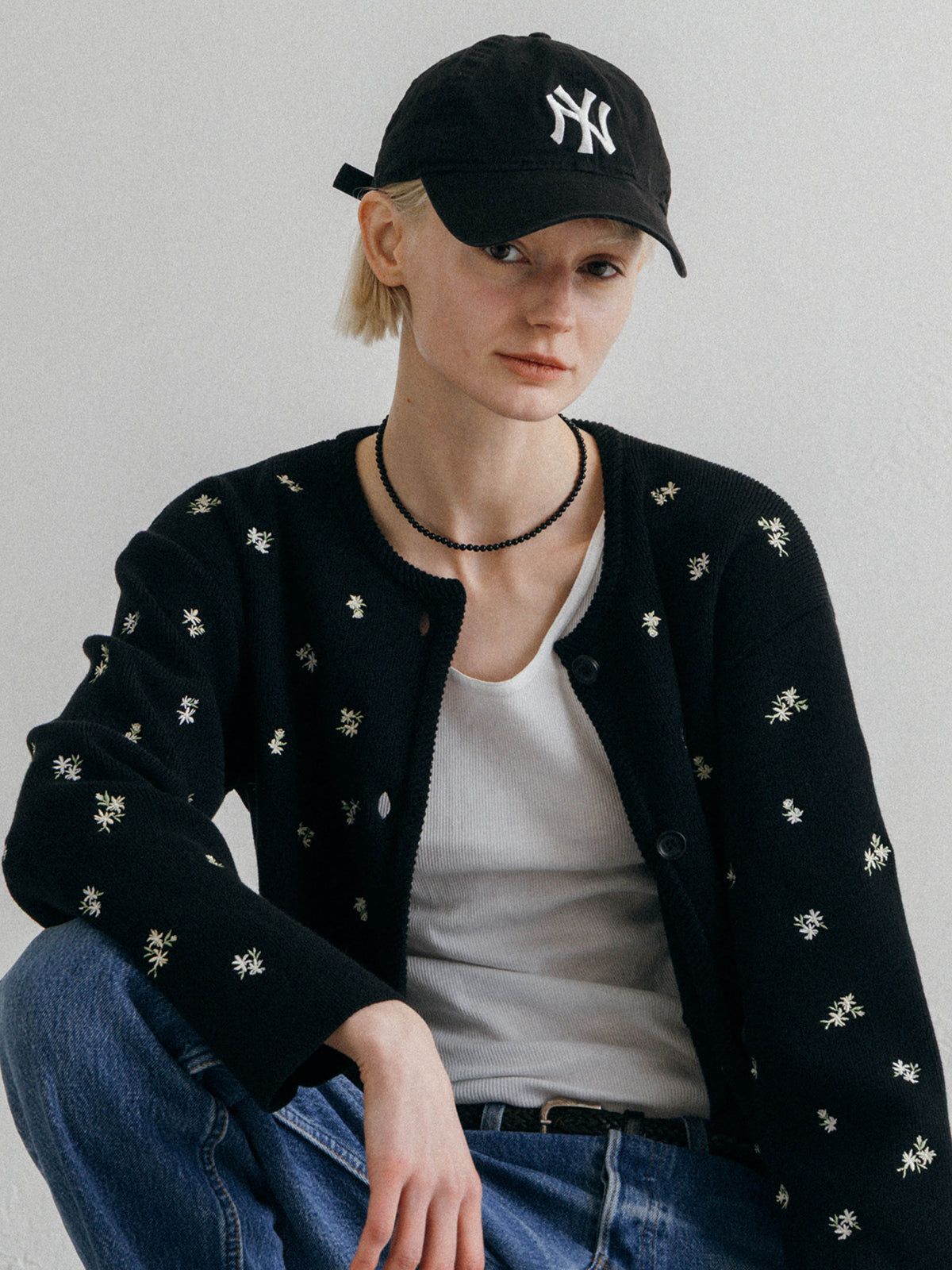 FLOWER EMBROIDERY CD (Black) / フラワーエンブロイダリー カーディガン (ブラック) / 26SS